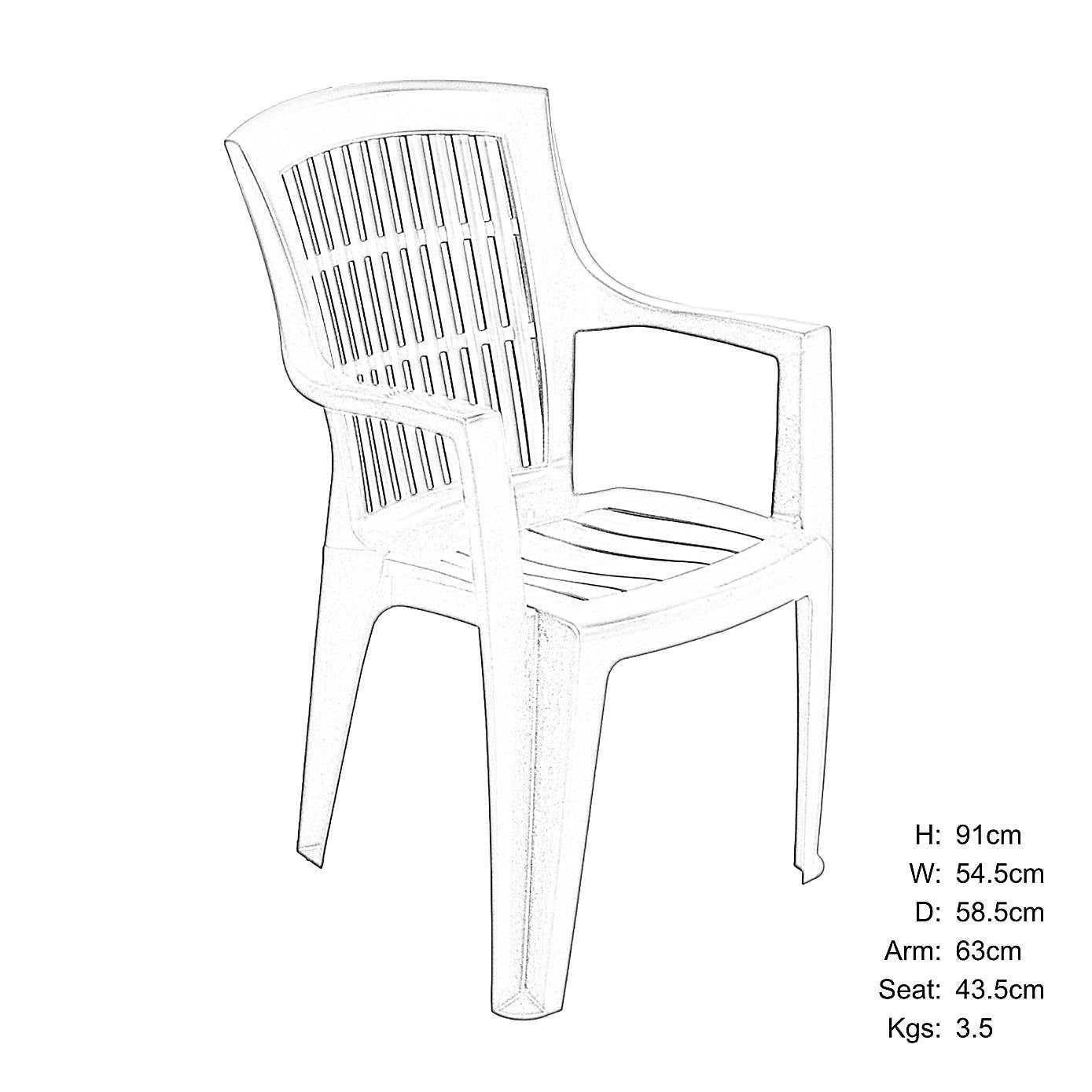 Trabella Aurora Rectangular Patio Table with 4 Bonnie Chairs
