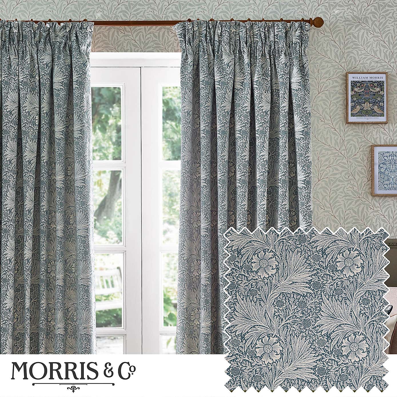 Morris & Co. Marigold Jacquard Pencil Pleat Curtains