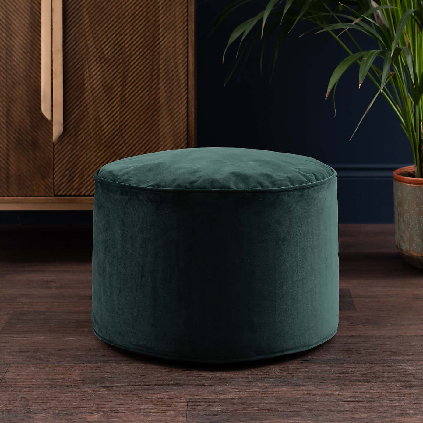 Eliza Velvet Old Gold Pouffe