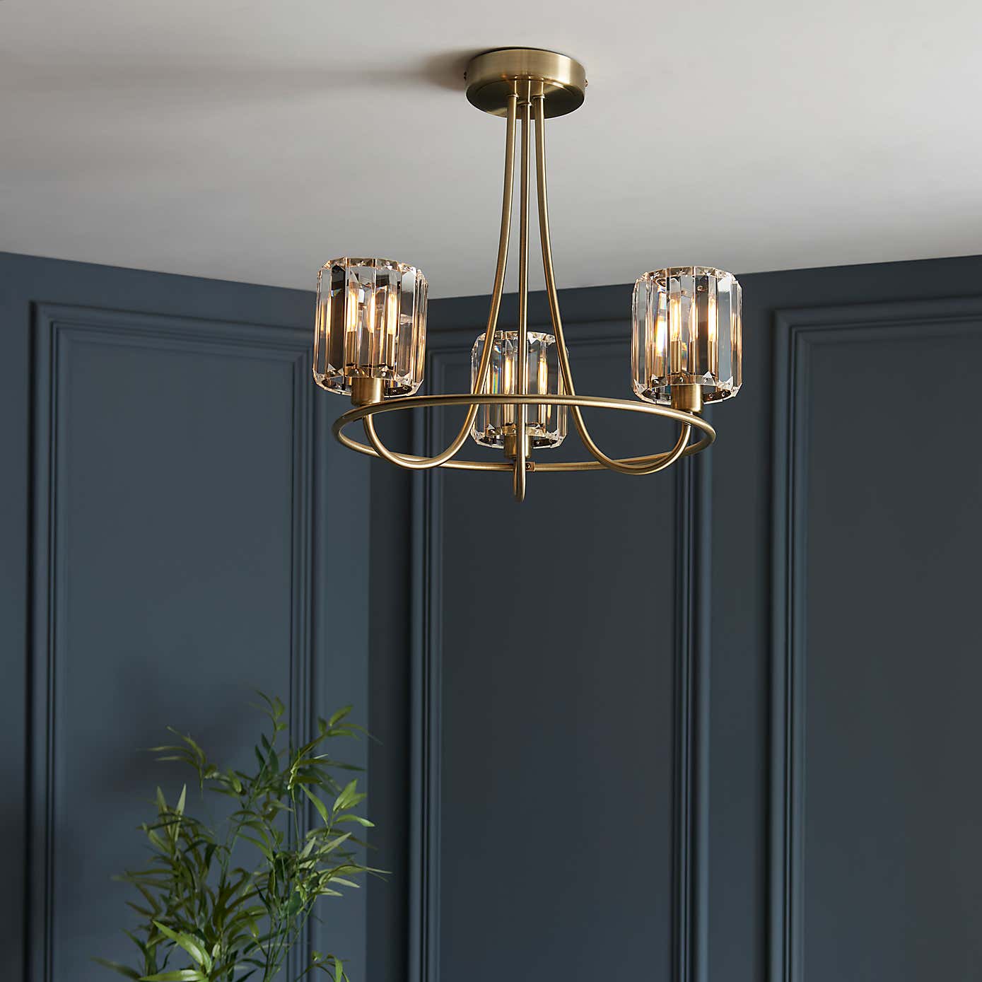 Vogue Laney Traditional 3 Light Semi Flush Ceiling Light