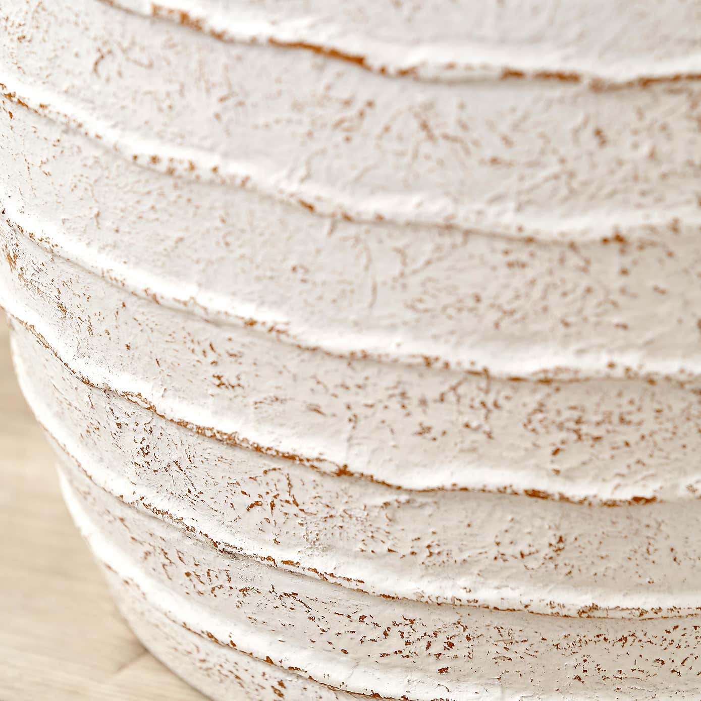 Ribbed White Wash Fibrestone Decorative Vase