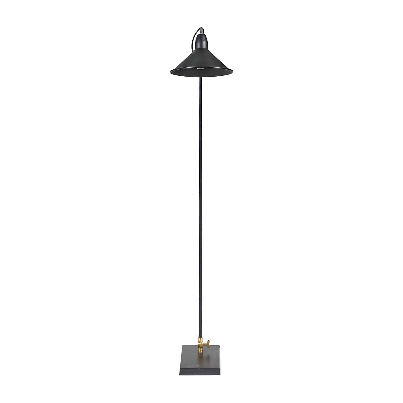 Canton Matt Black and Brass Metal Cone Floor Lamp
