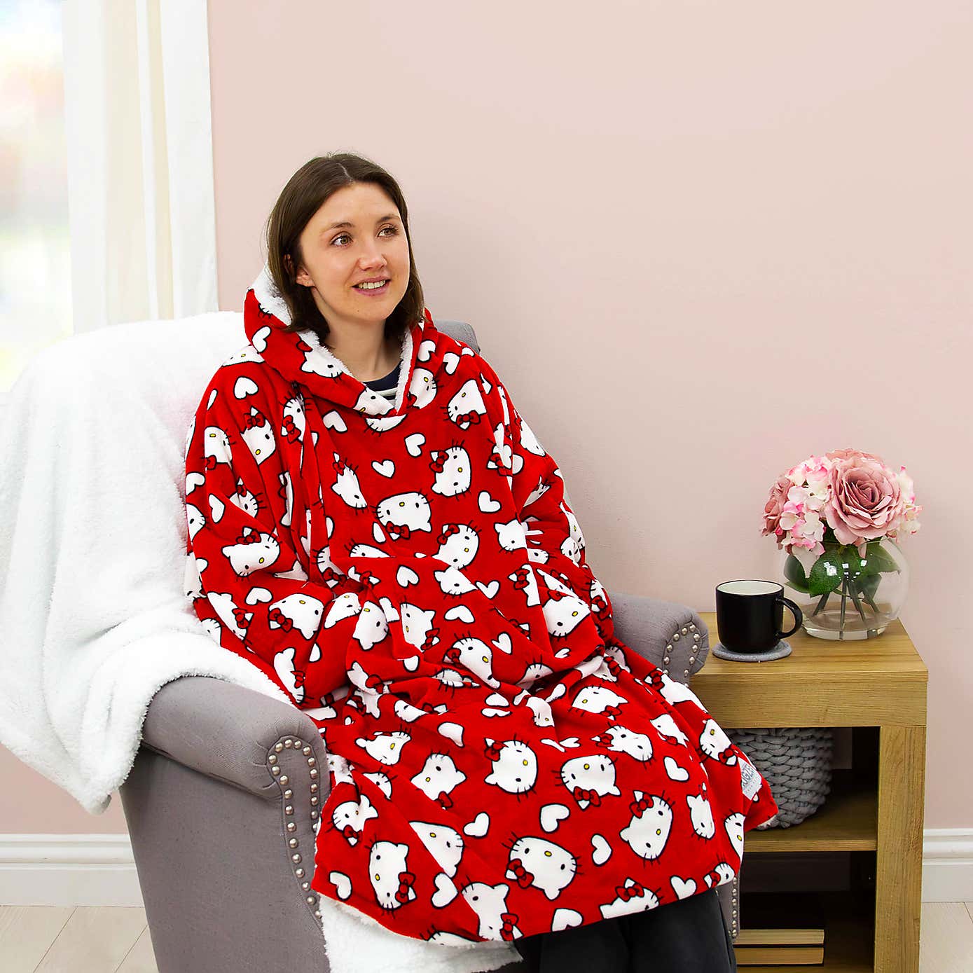Hello Kitty Love Hearts Hugzee Blanket Hoodie