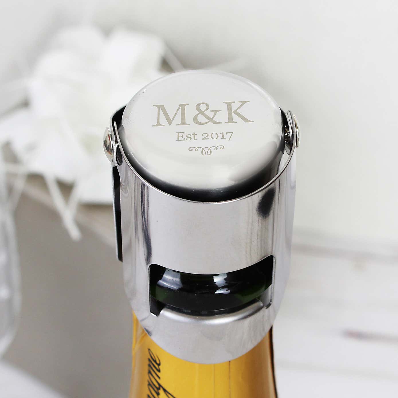Personalised Monogram Champagne Prosecco and Wine Bottle Stopper