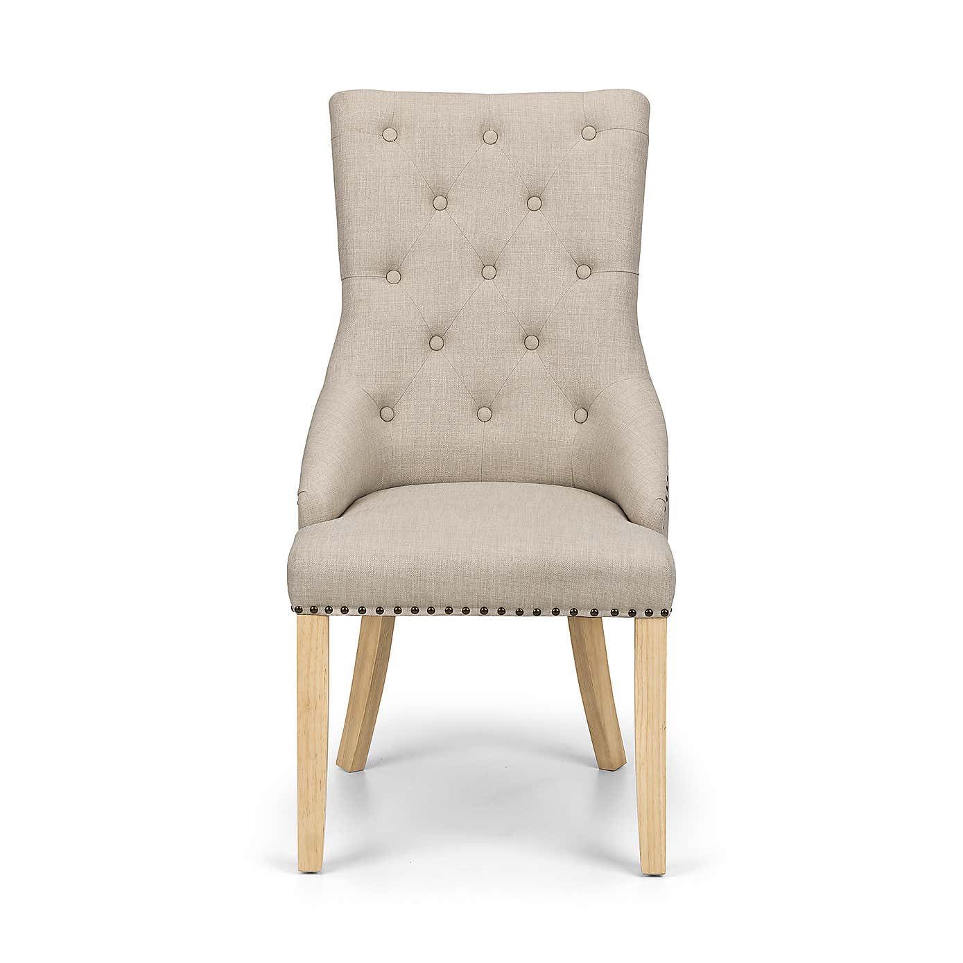 Loire Set Of 2 Button Back Dining Chairs, Linen
