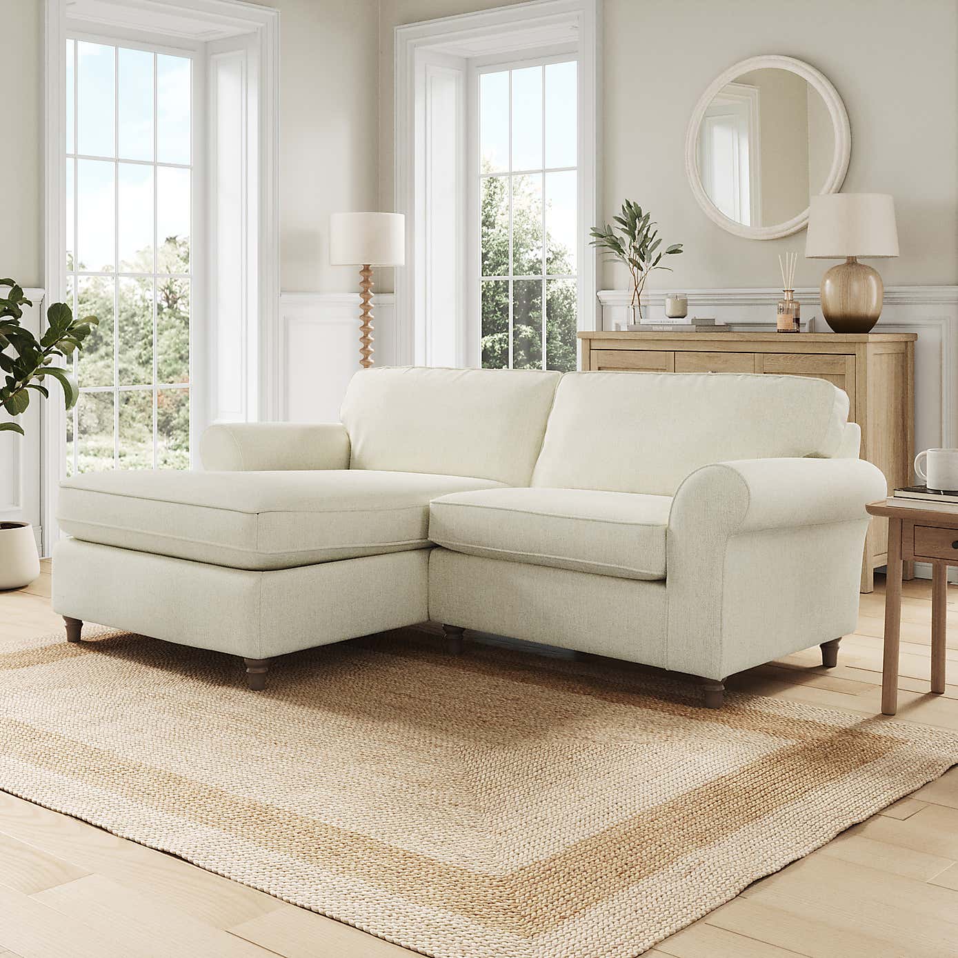 Flori Corner Chaise Sofa, Chunky Chenille