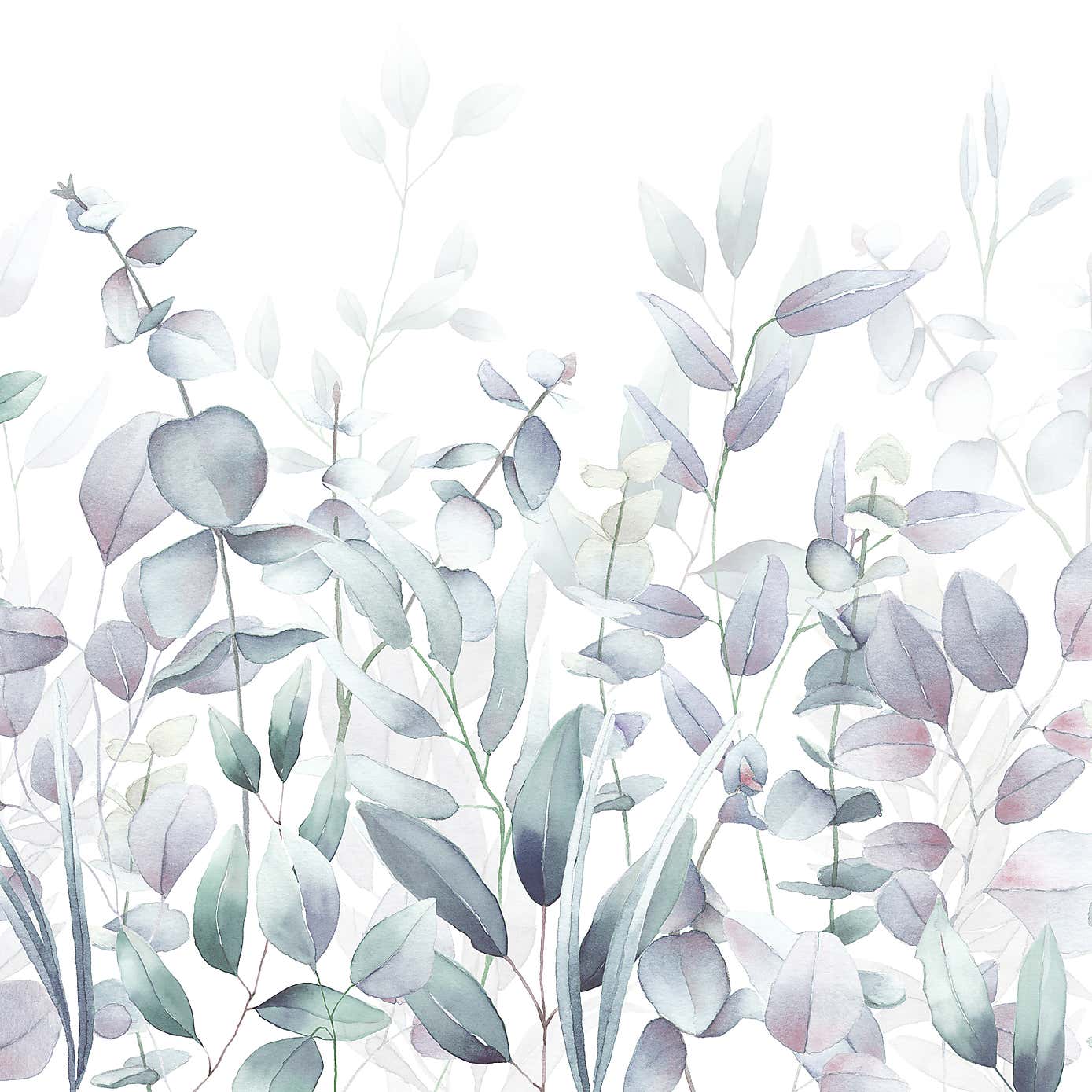 Watercolour Leaves Green Mural