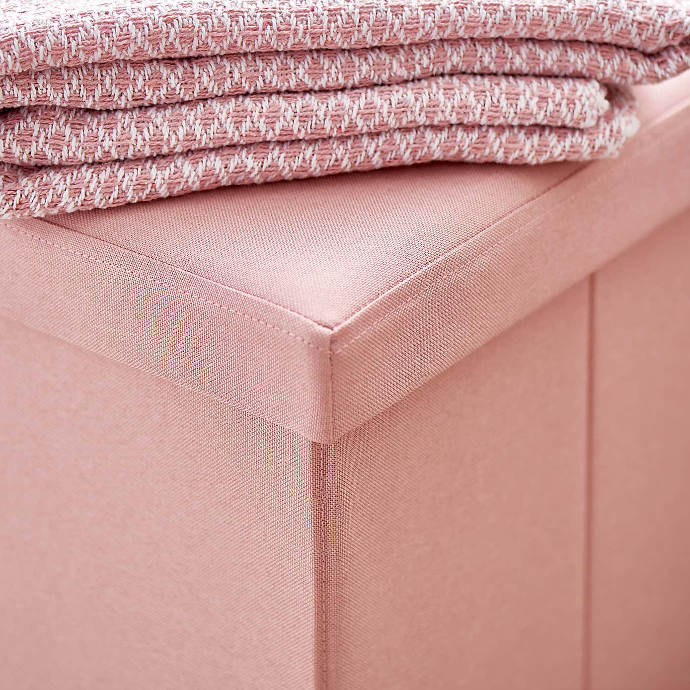 Faux Linen Rectangular Ottoman