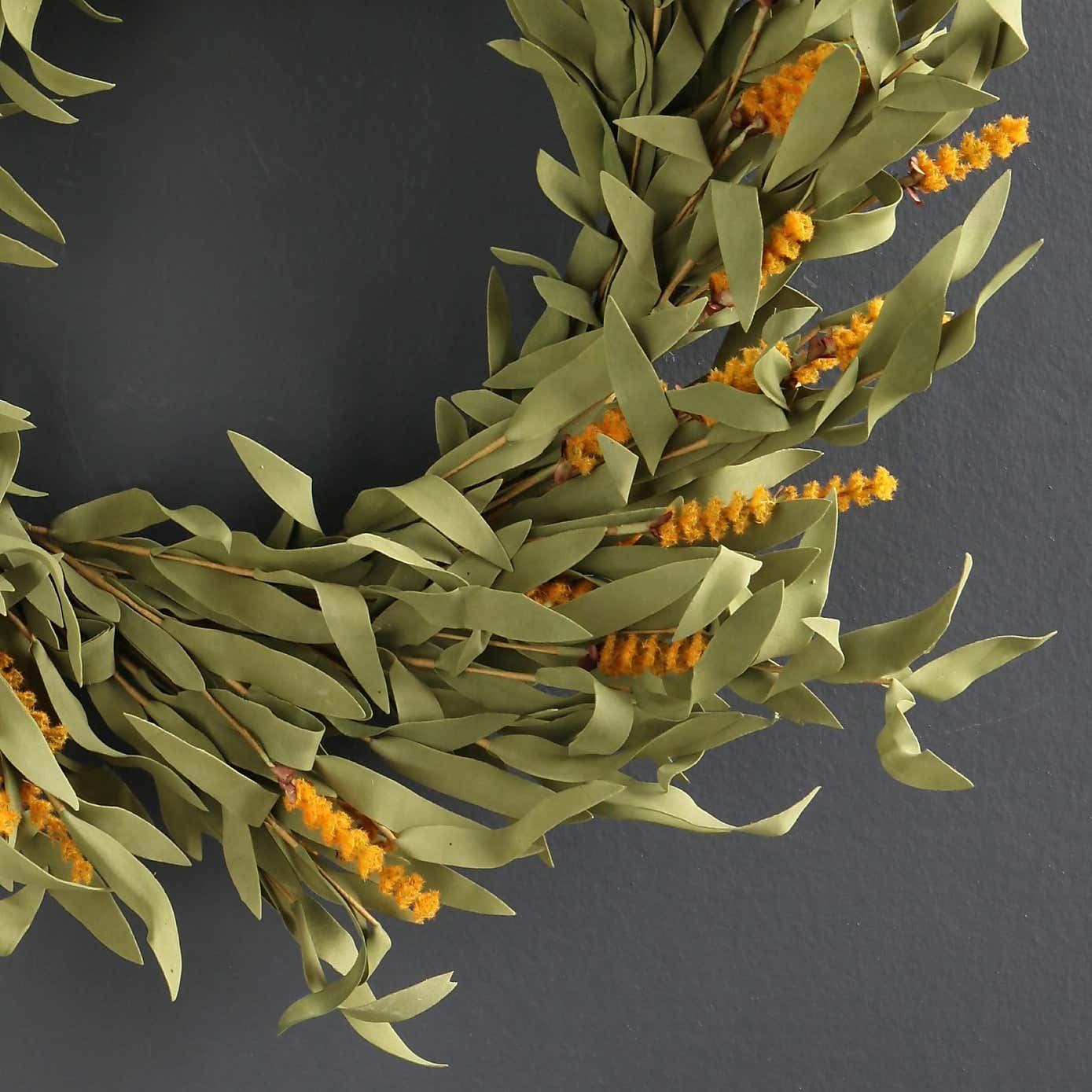 Artificial Mustard & Green Autumnal Wreath