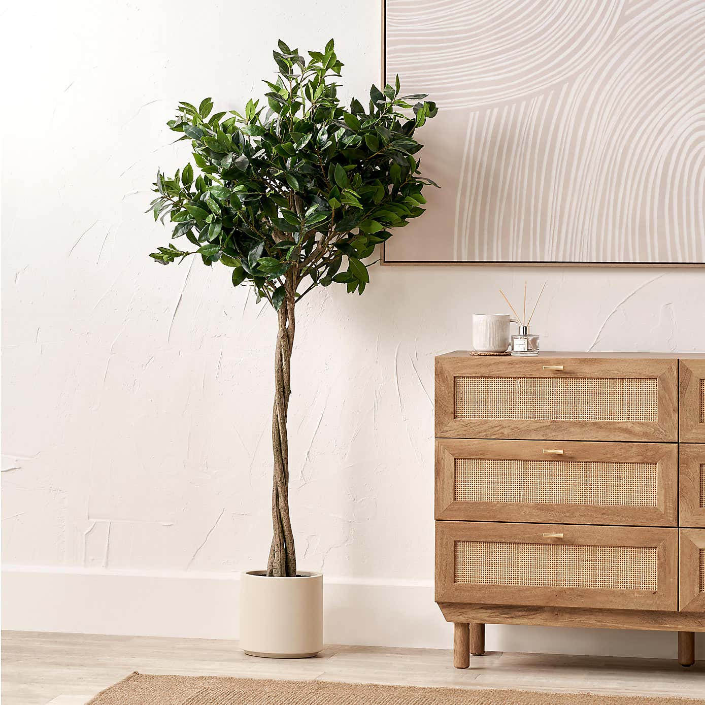Artificial Medium Bay Tree in Cream Plant Pot