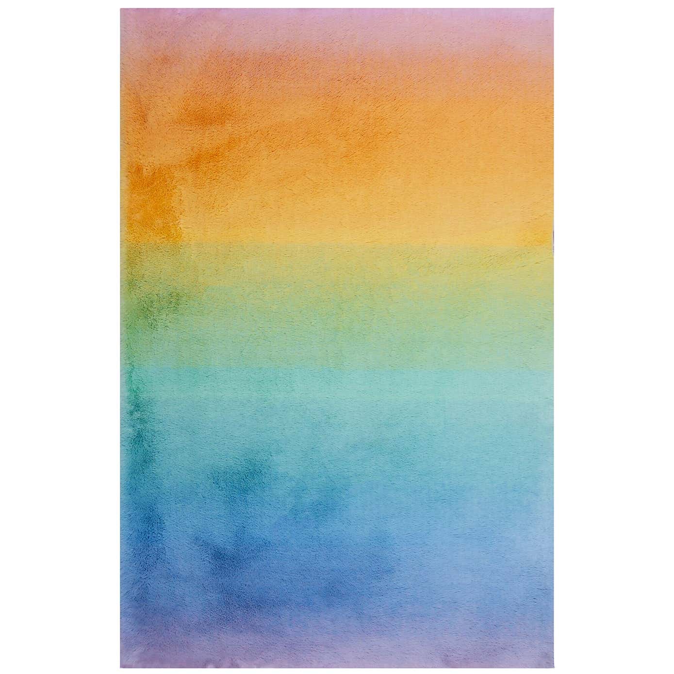 Ombre Horizontal Supersoft Faux Fur Rug