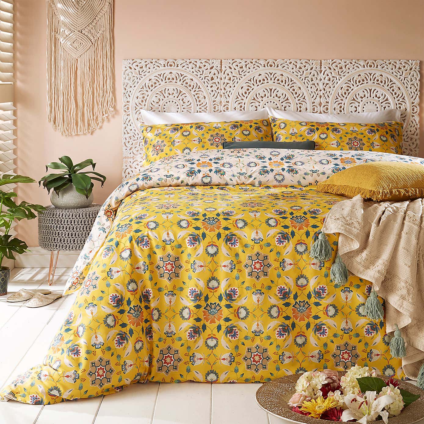 Furn. Folk Flora Reversible Duvet Cover and Pillowcase Set