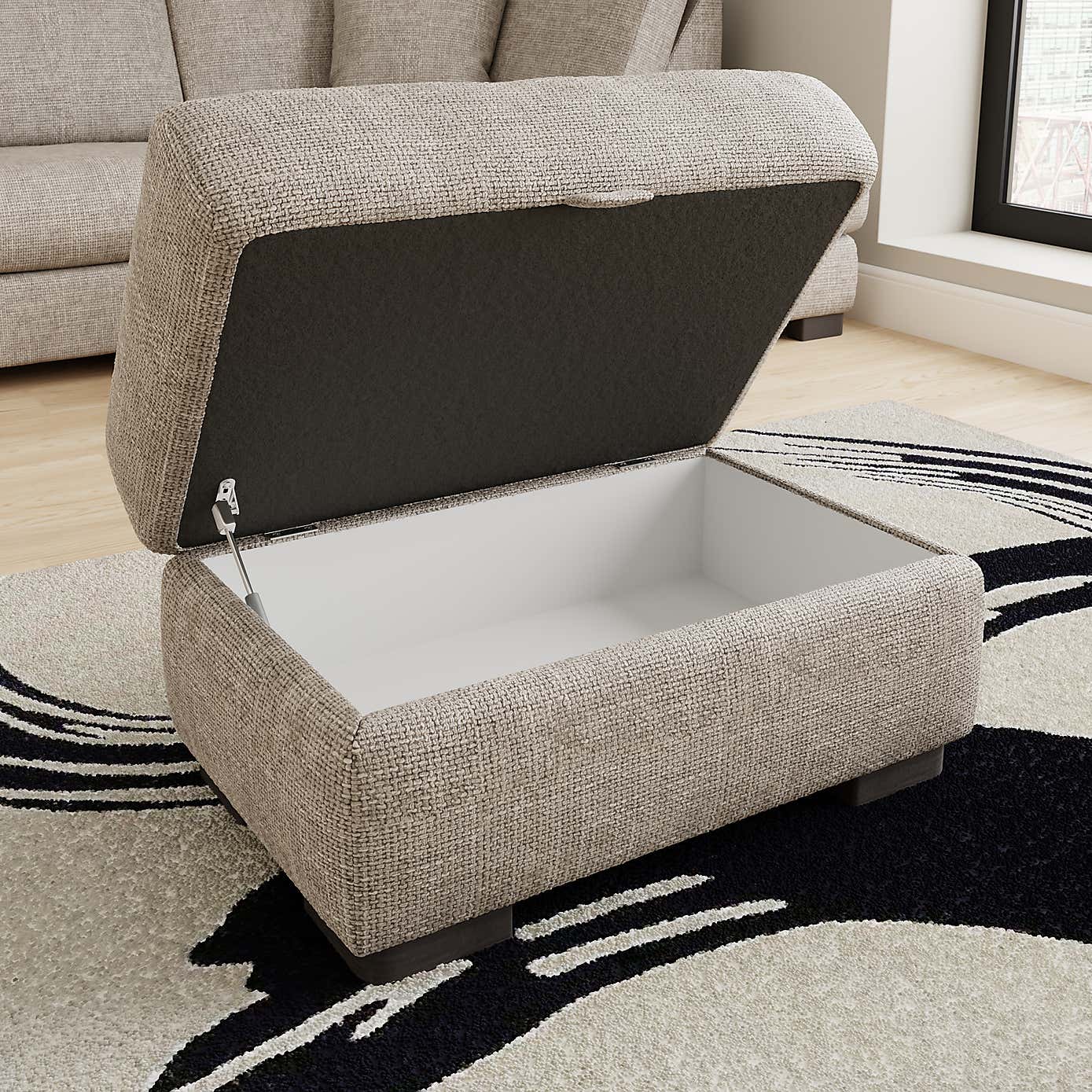 Carson Chunky Chenille Left Hand Facing U-Shaped Sofa with Detachable Footstool