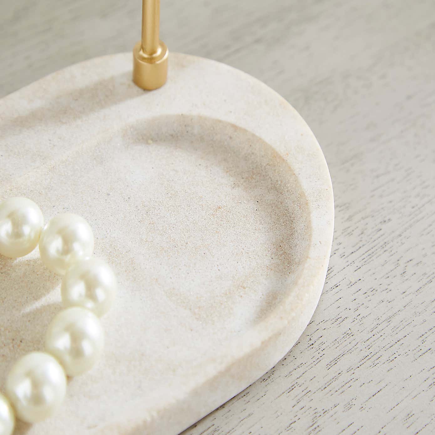 Freestanding Marble Round Dressing Table Mirror with Jewellery Storage