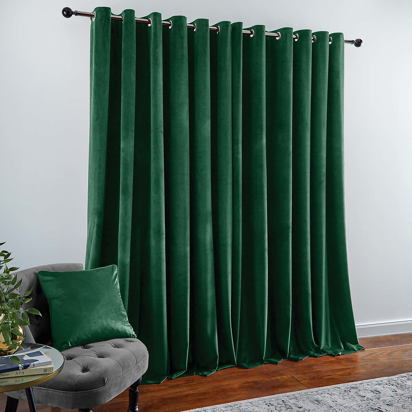 Recycled Velour Eyelet Curtains