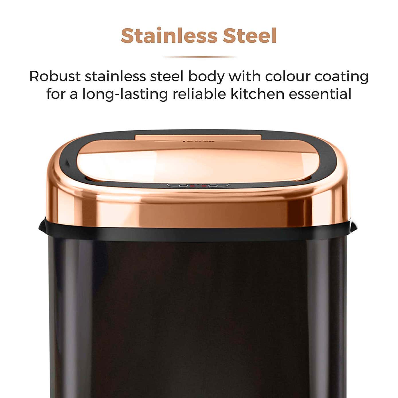 Tower Rose Gold 58L Square Sensor Bin