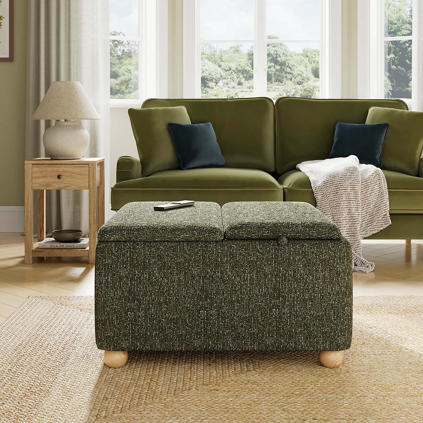 Elma Mixed Boucle Tray Table Ottoman