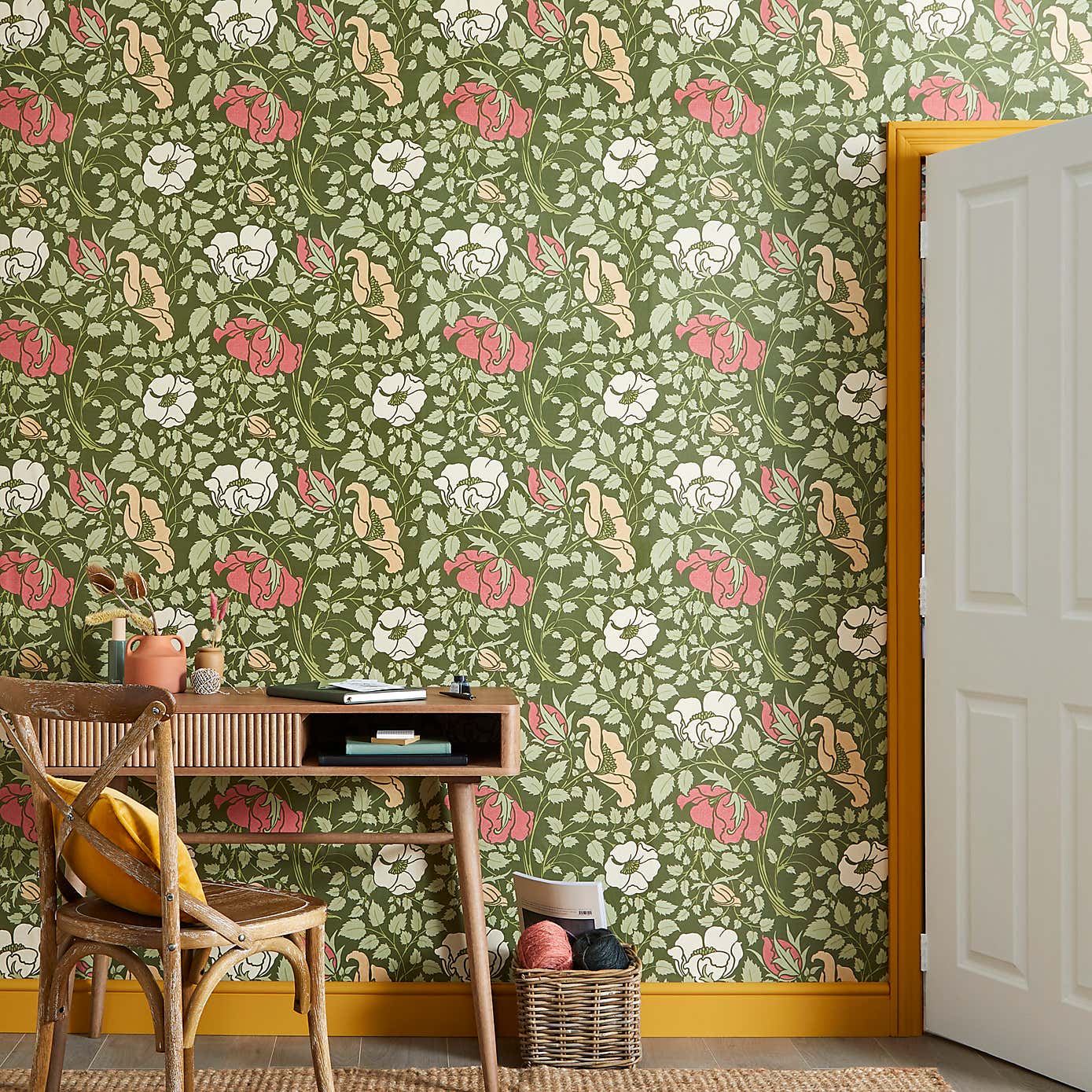 Arts and Crafts Botanical Wallpaper