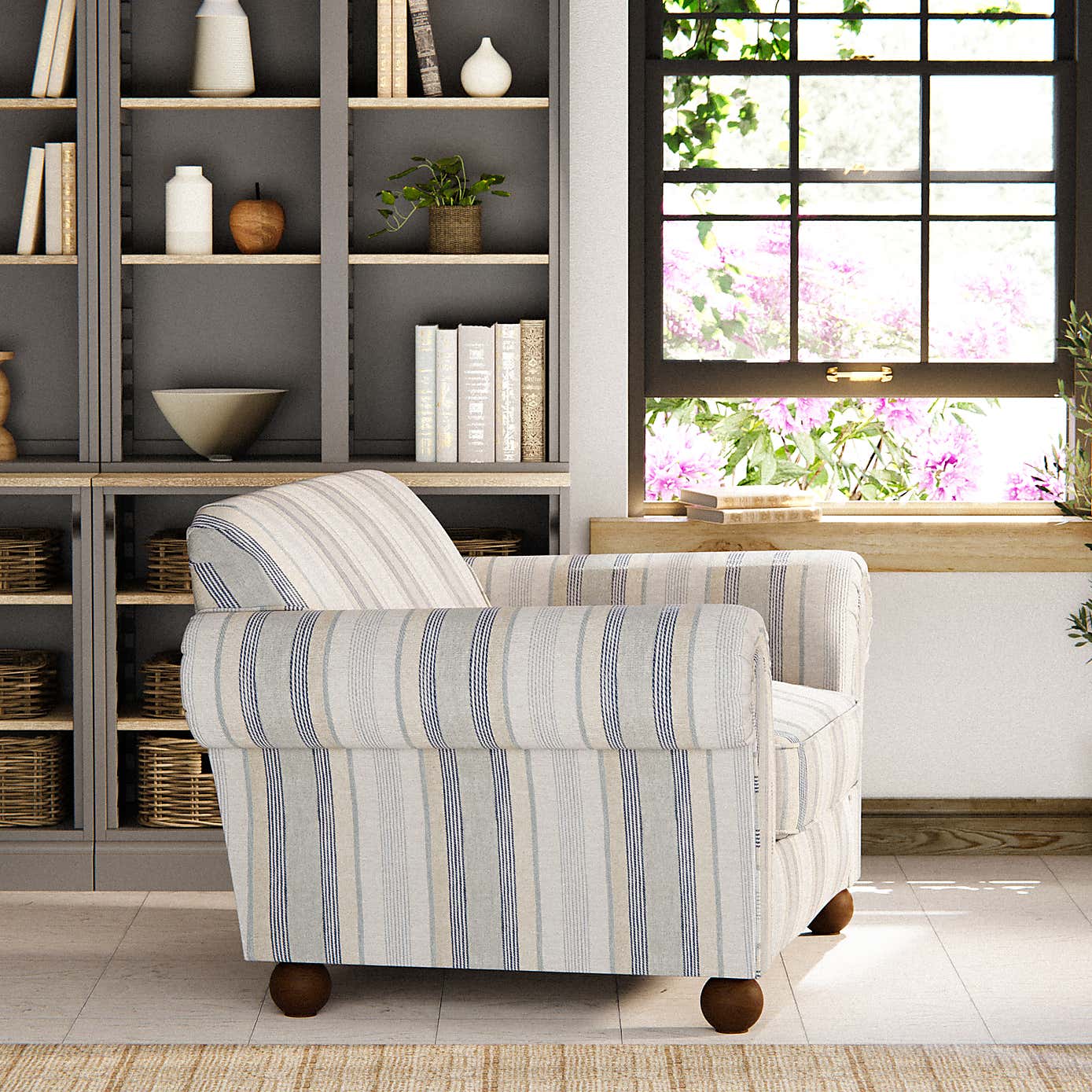 Angus Striped Linen Snuggle Chair