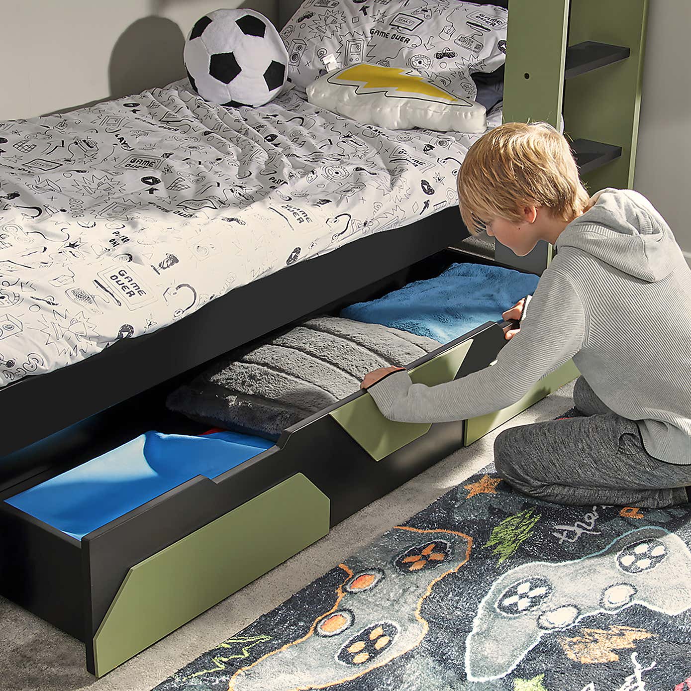 X Rocker Battalion Gaming Bunk Bed with Trundle