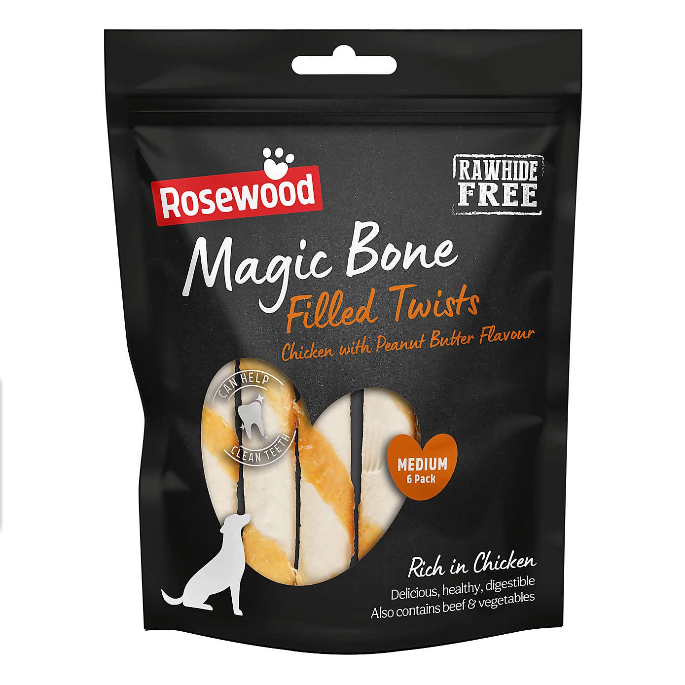 Rosewood Pack of 6 Magic Bone Chicken Twist Dog Treats, 195kg