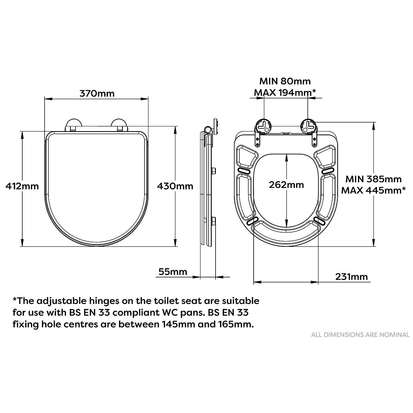 Croydex Verese Grey Oak Effect Flexi Fix D Shape Toilet Seat