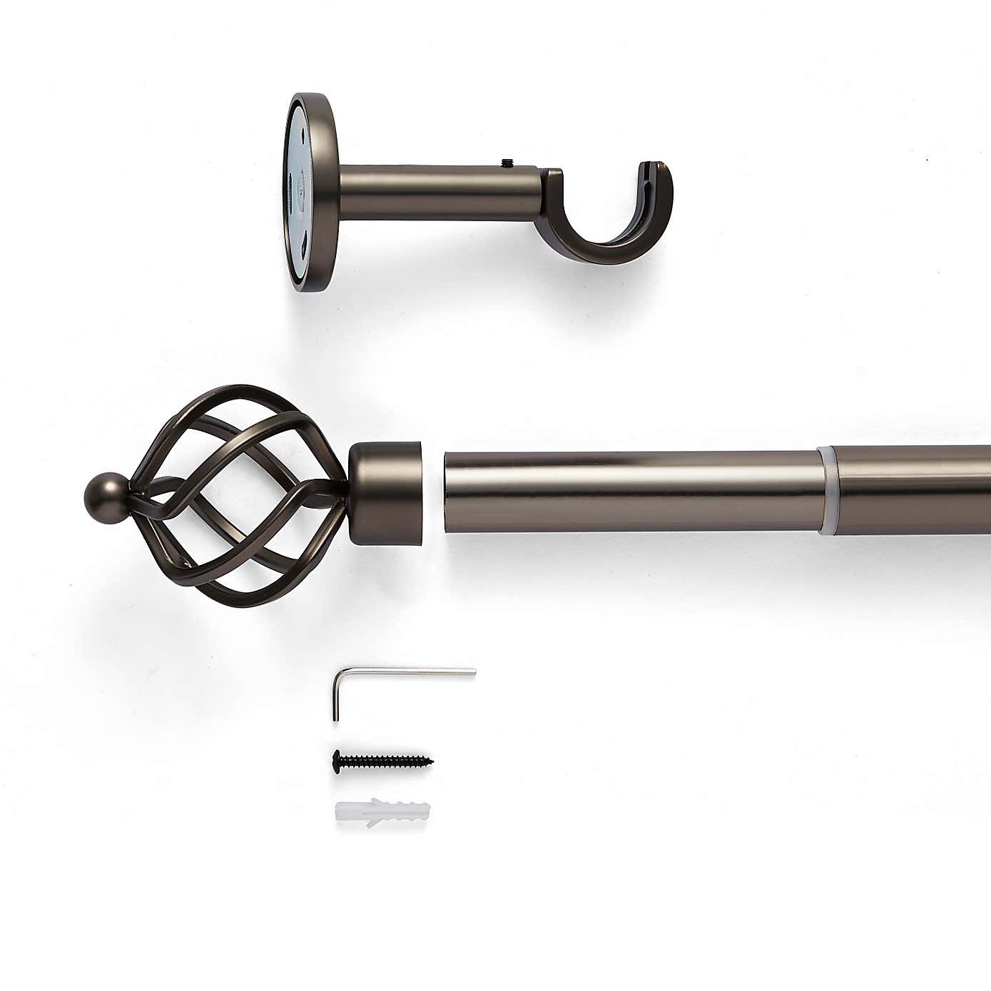 Caged Ball Extendable Metal Eyelet Curtain Pole