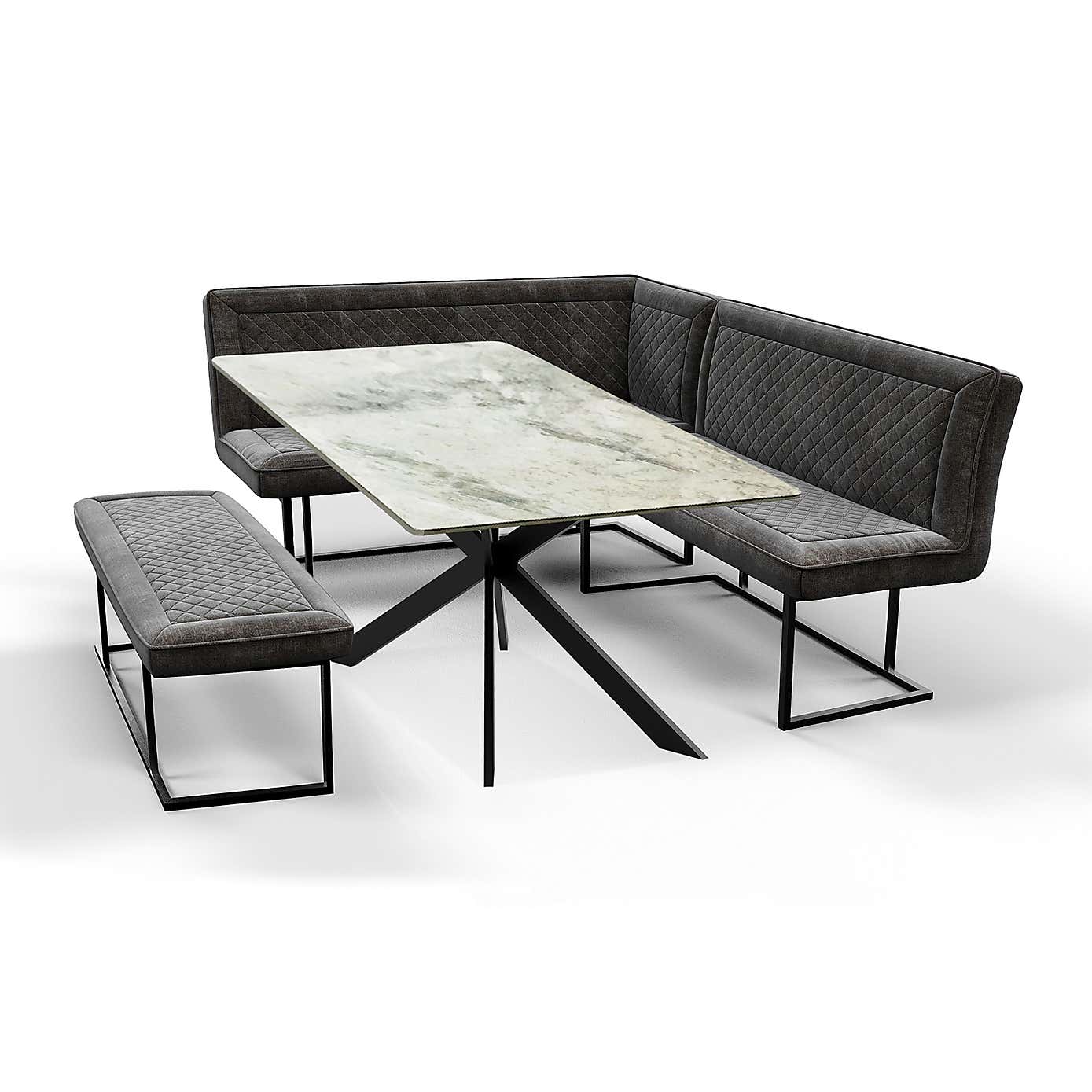 Indus Valley Apollo 6 Seater Dining Table Corner Bench Set