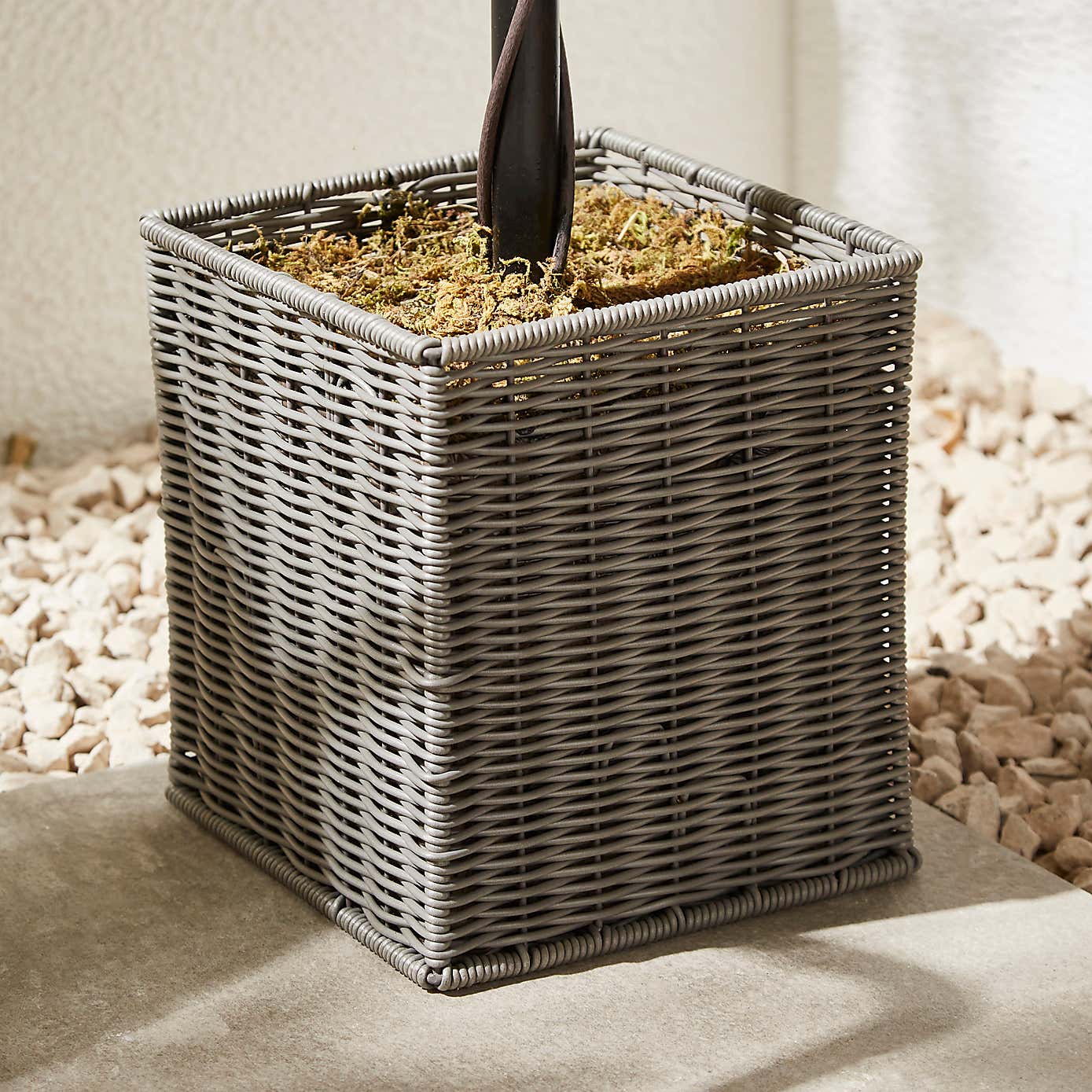 Artificial Boxwood Ball Tree in Woven Plant Pot