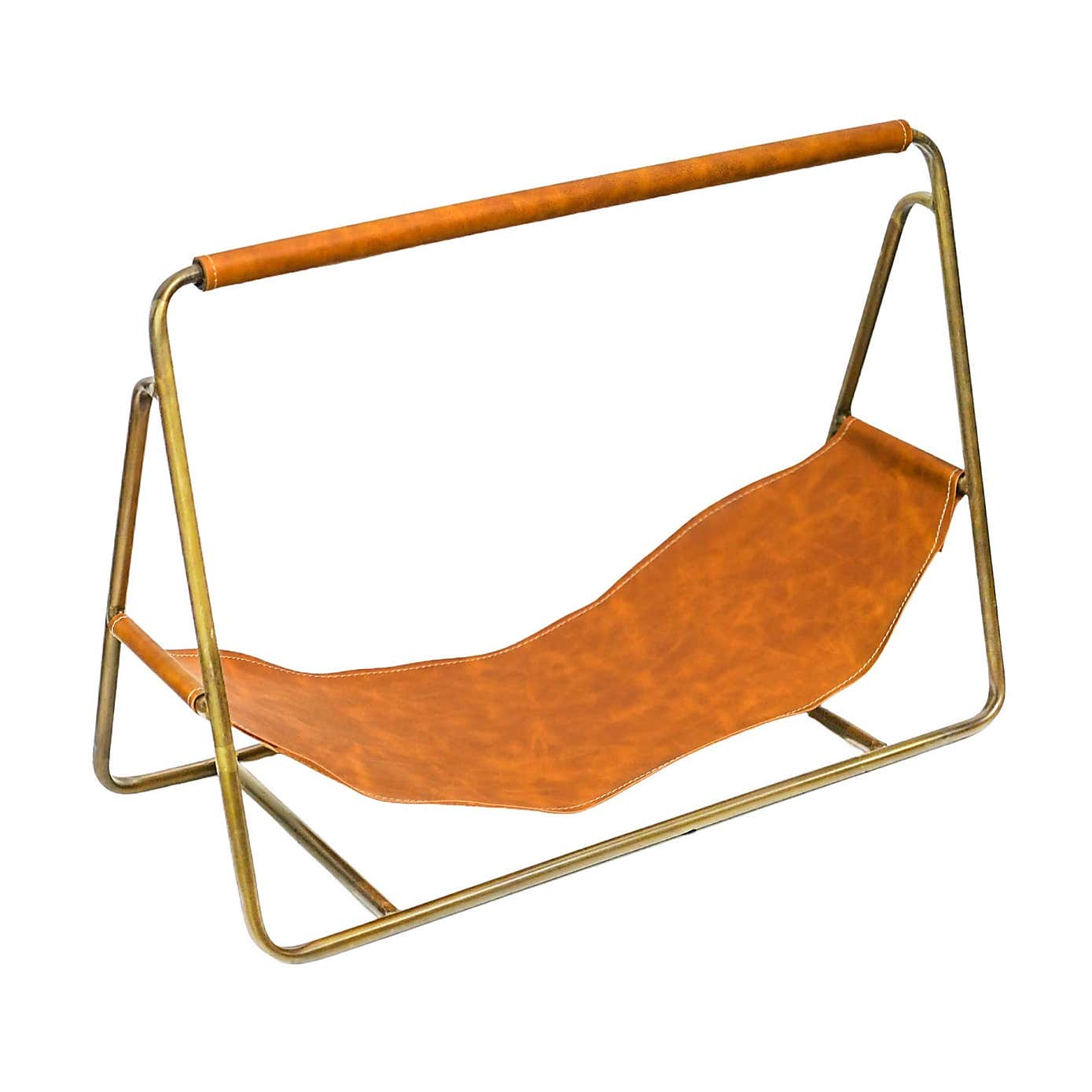 Contemporary Hanging Leather Log Holder