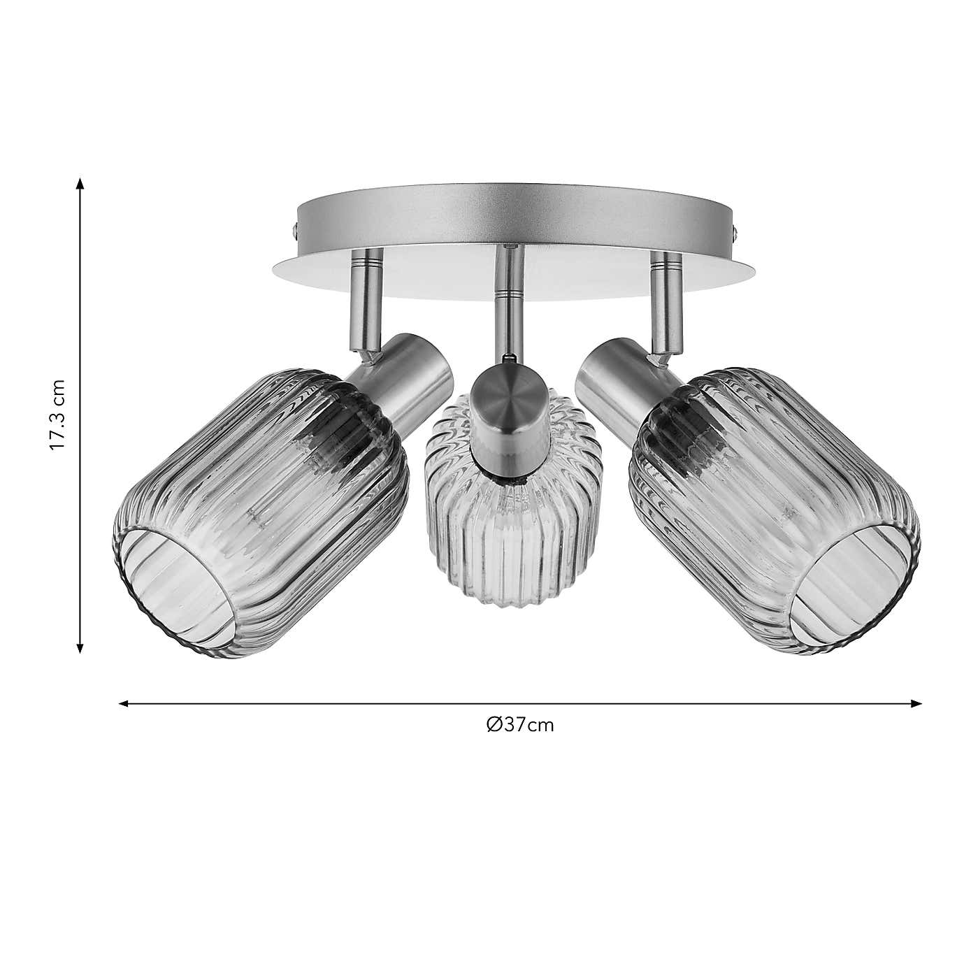 Riley Mid Century Ribbed 3 Light Spotlight