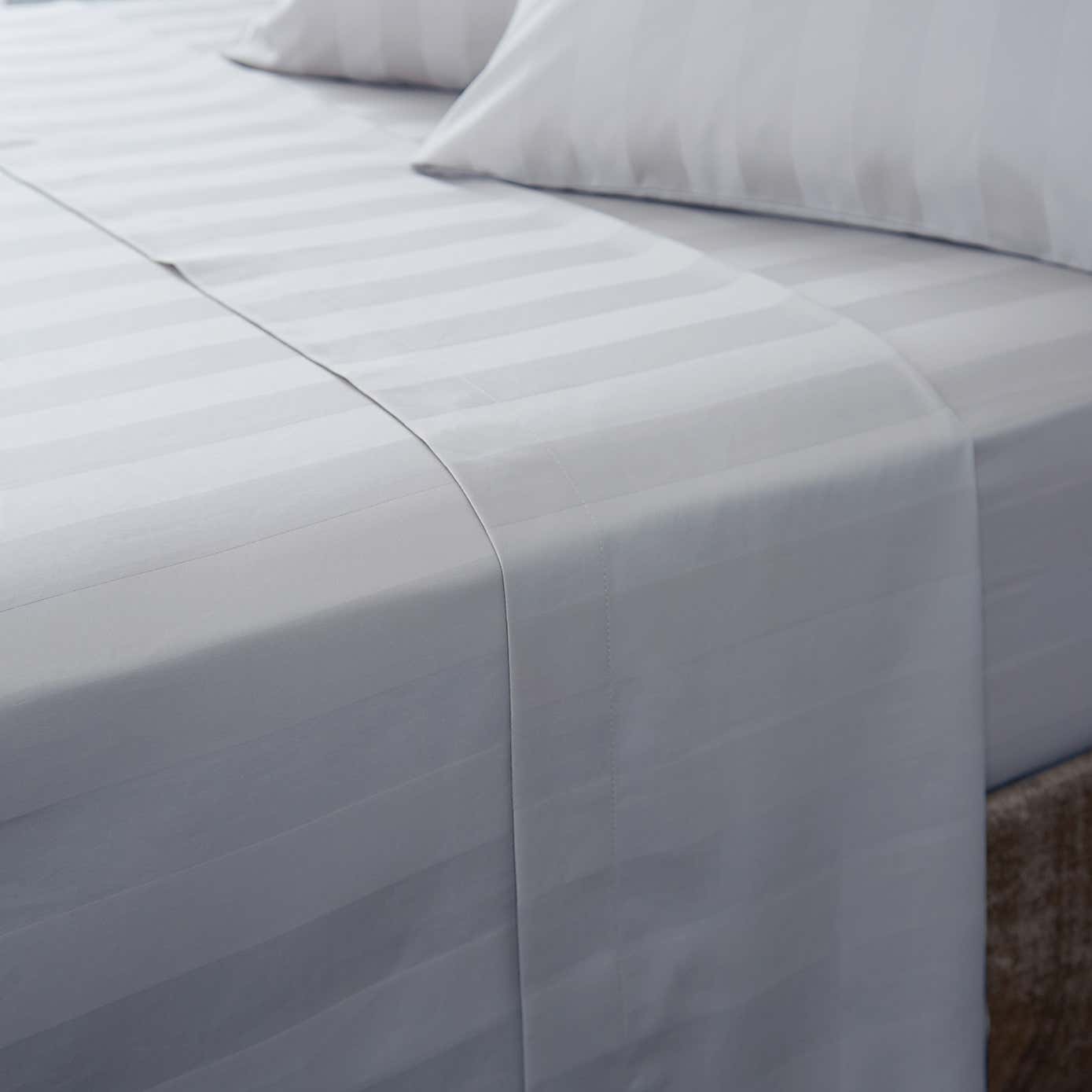 Hotel 230 Thread Count White Stripe Flat Sheet