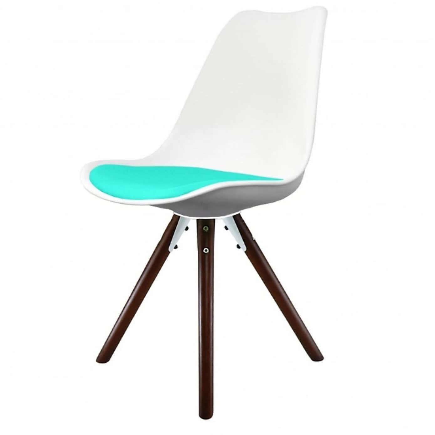 Fusion Living Soho White Plastic Dining Chair with Pyramid Legs
