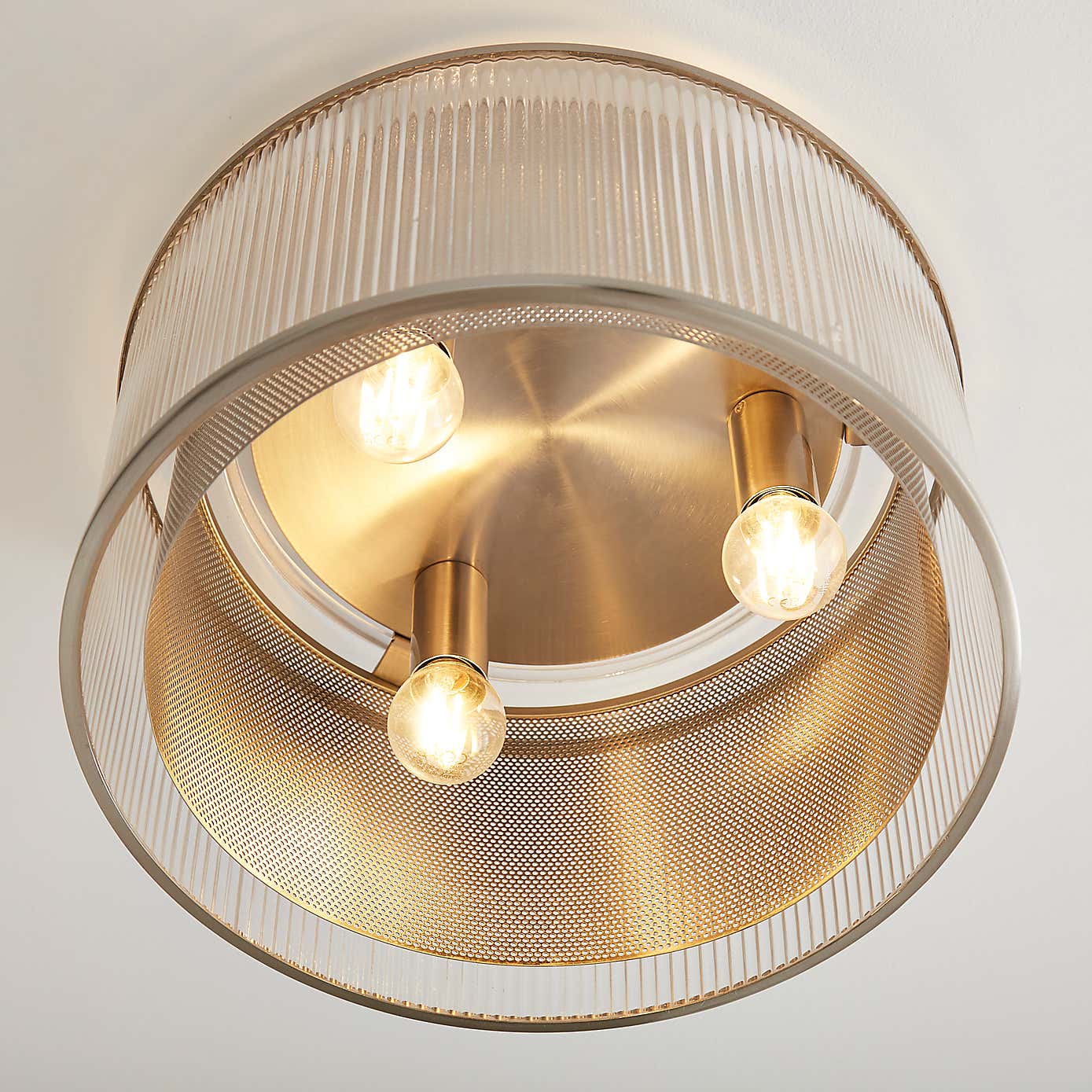 Kruze Glass Flush Ceiling Fitting