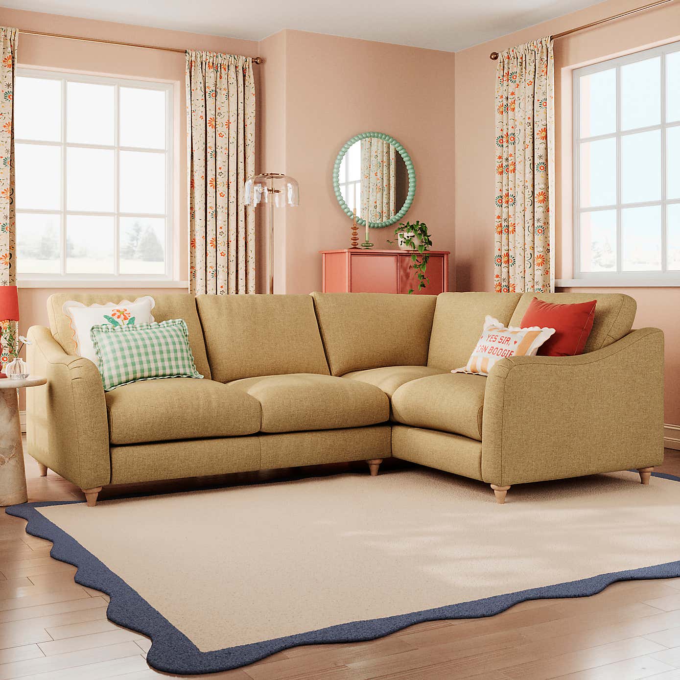 Hattie Slub Faux Linen Corner Sofa