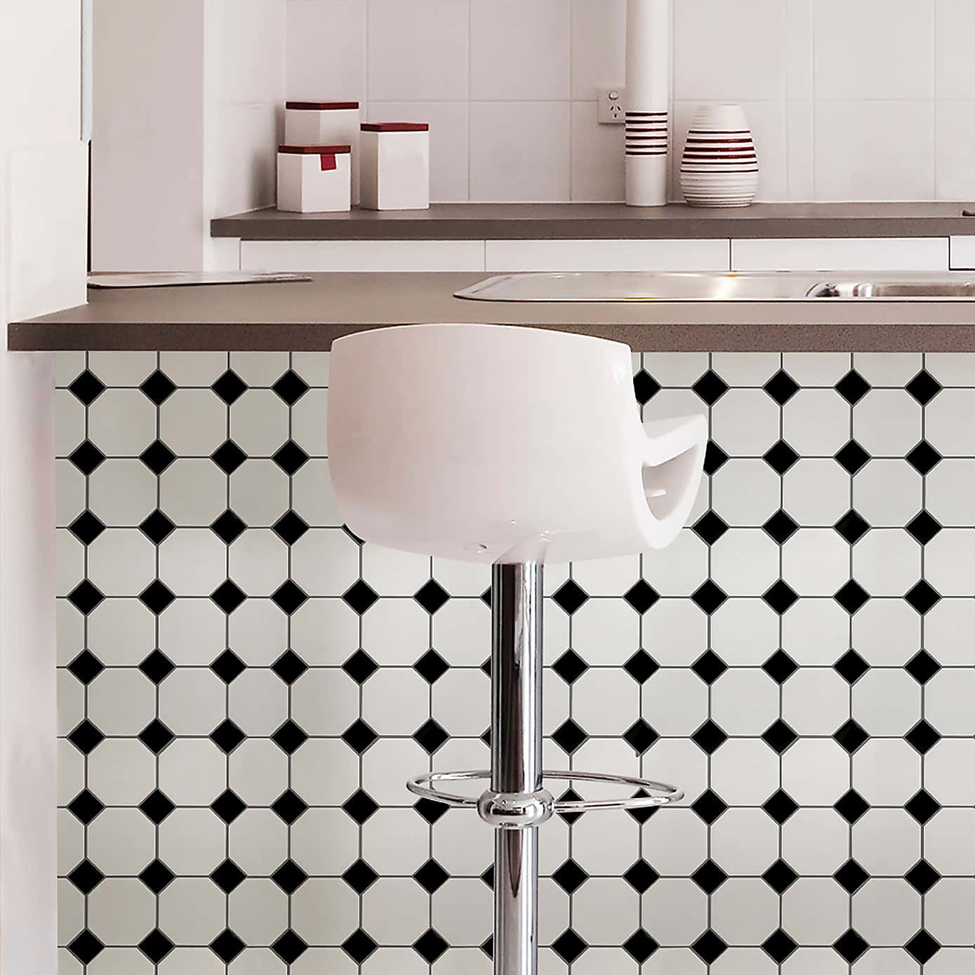 InHome Self Adhesive Backsplash Monochrome Tiles