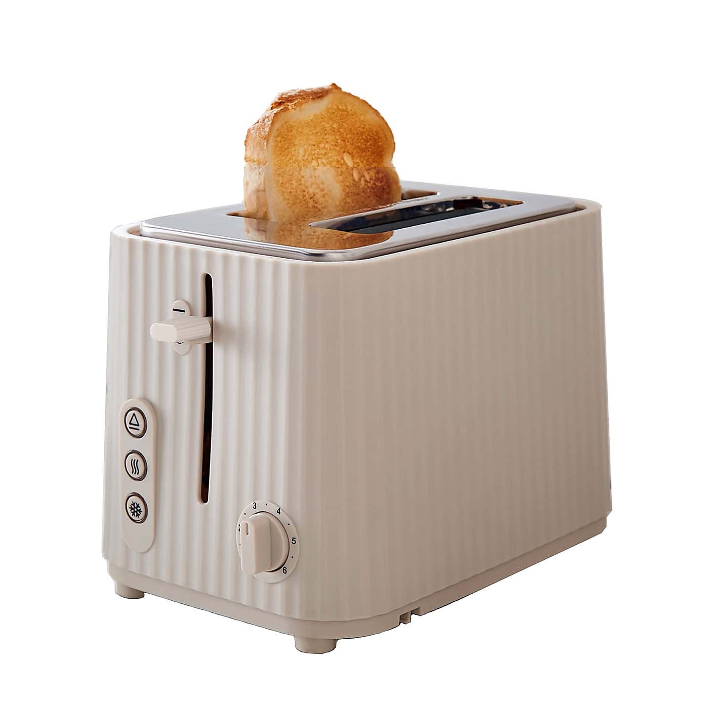 Textured Ribbed Plastic 2-Slice Toaster