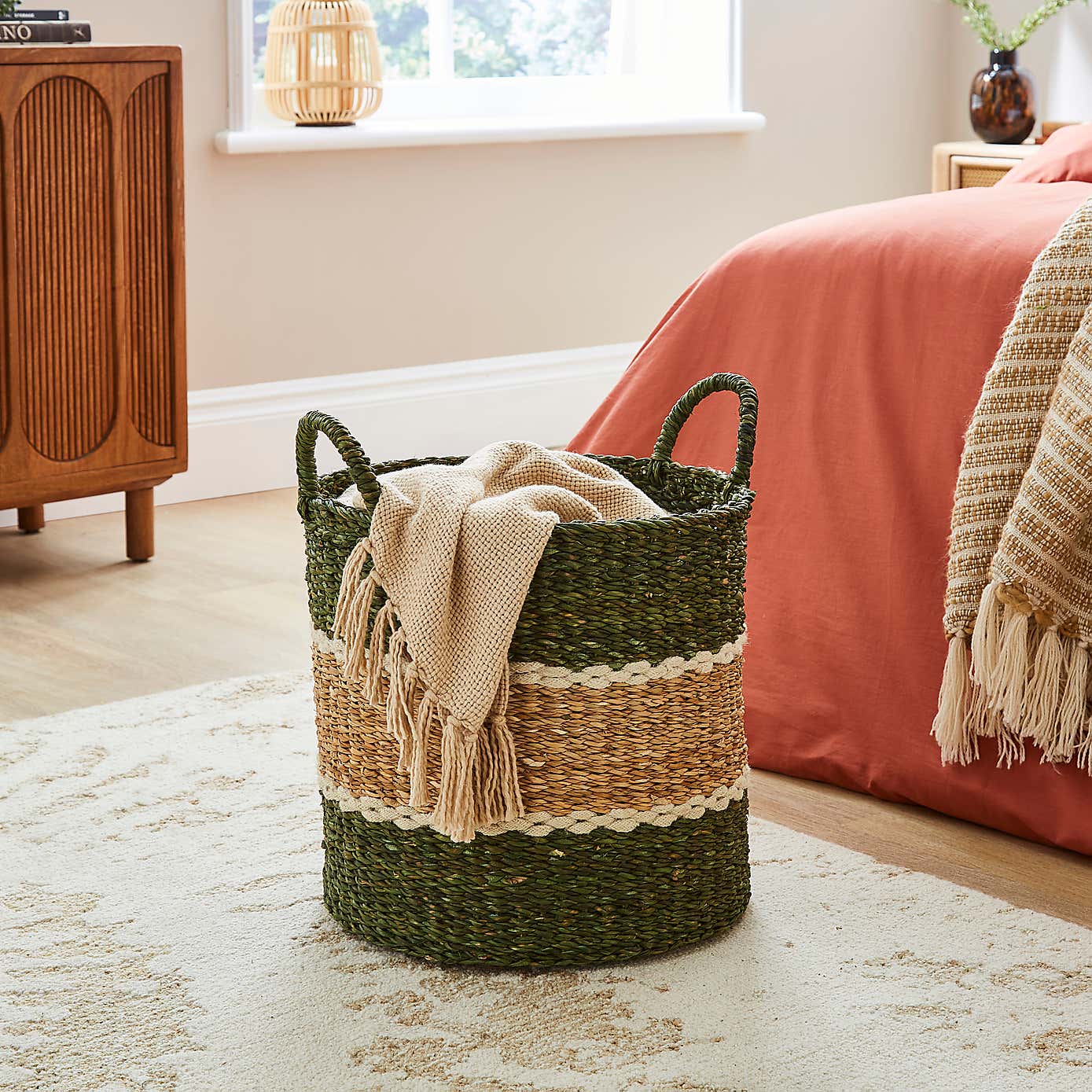 Green Stripe Storage Basket