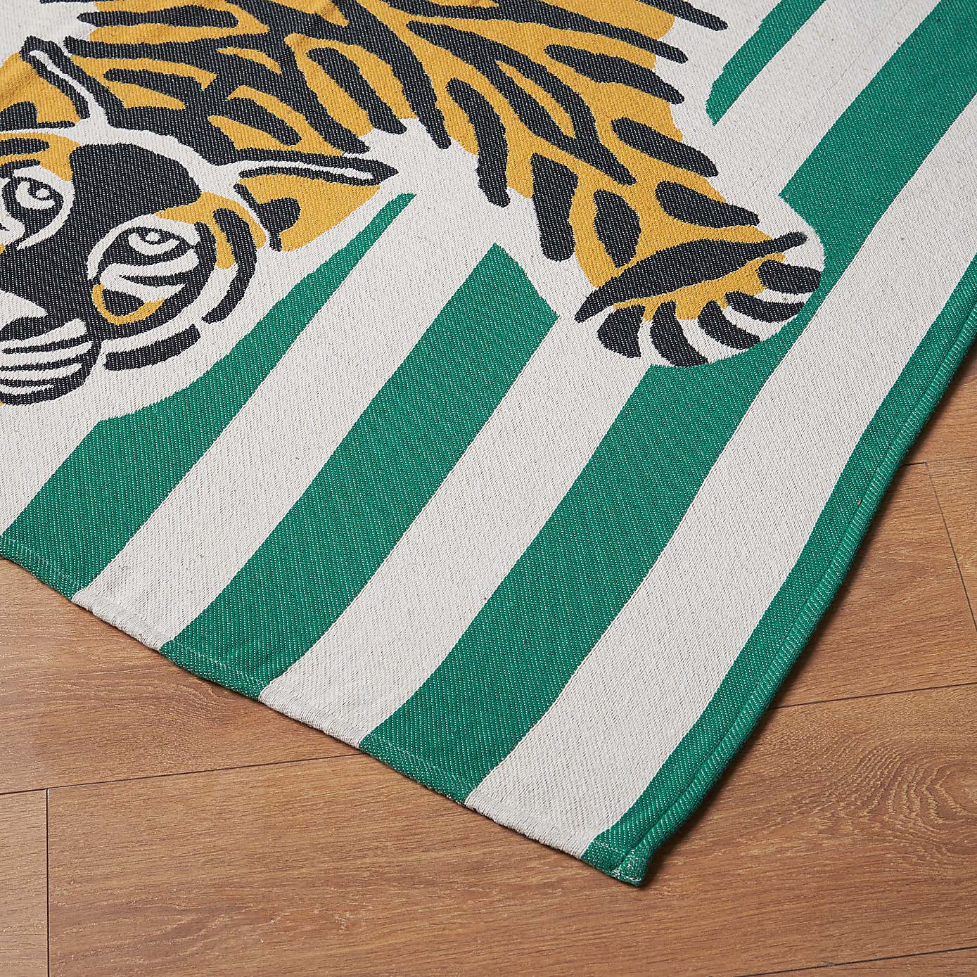 Green Stripe Tiger Jacquard Throw