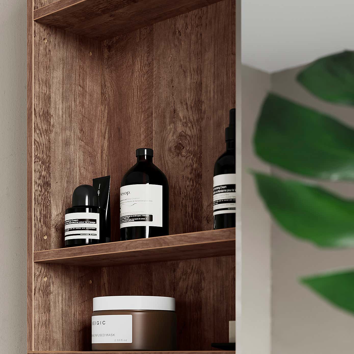 Fulton Bathroom Mirror Wall Cabinet, Pine Effect