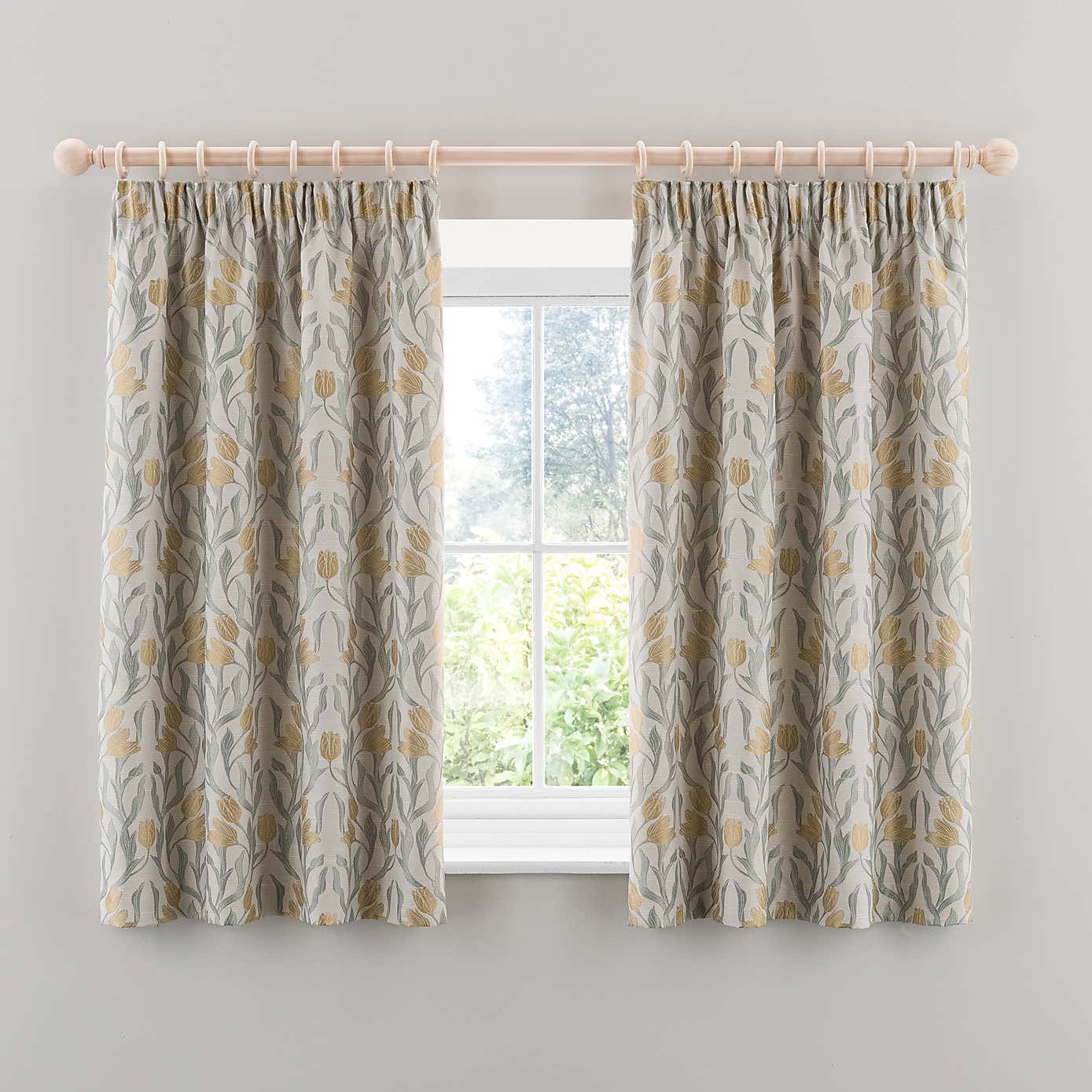 Tulip Jacquard Pencil Pleat Curtains