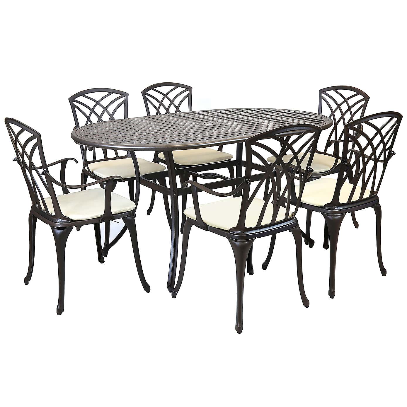 Charles Bentley Black and Bronze 6 Seater Oval Dining Set