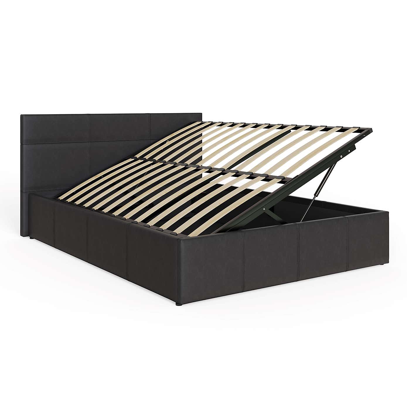 Side Lift Ottoman Bed Frame, Faux Leather
