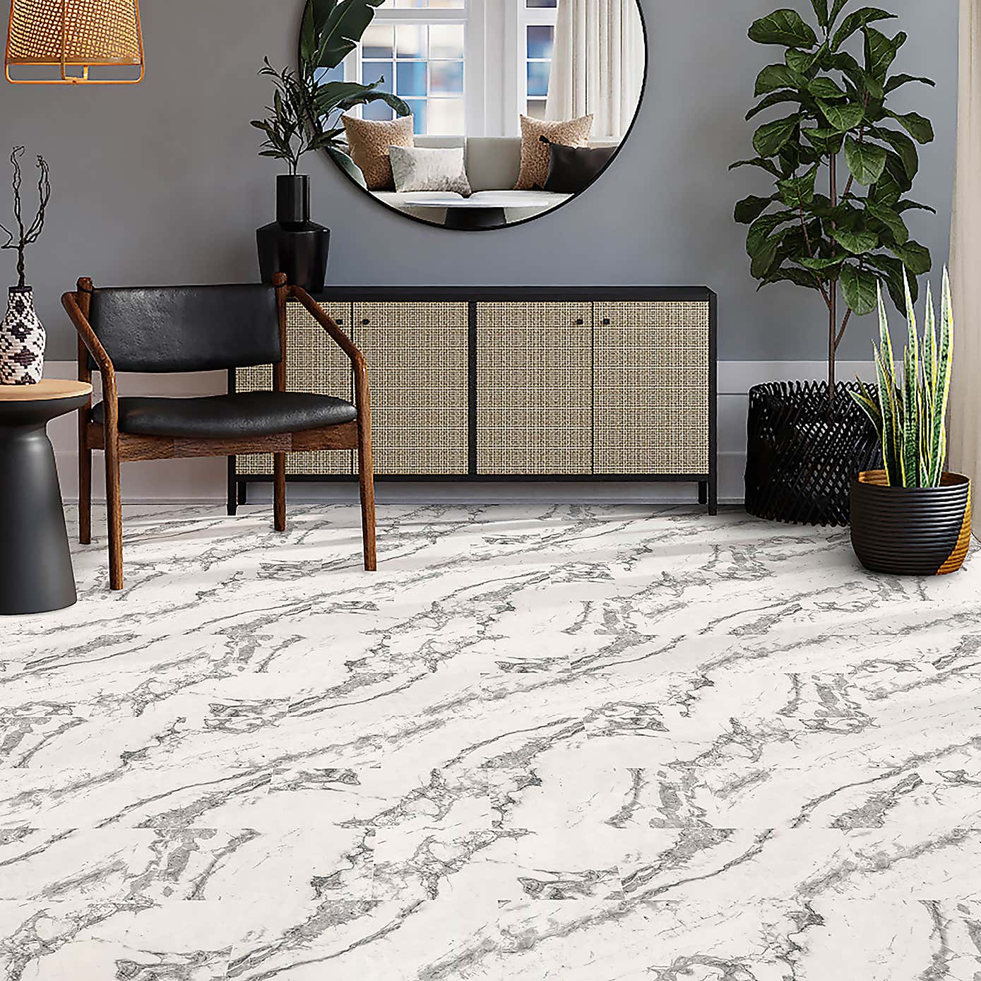Piazza Marble Self Adhesive Oversized Floor Tiles