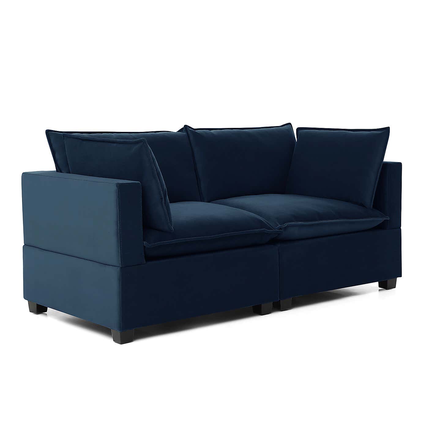 Moda 2 Seater Modular Sofa, Navy Velvet