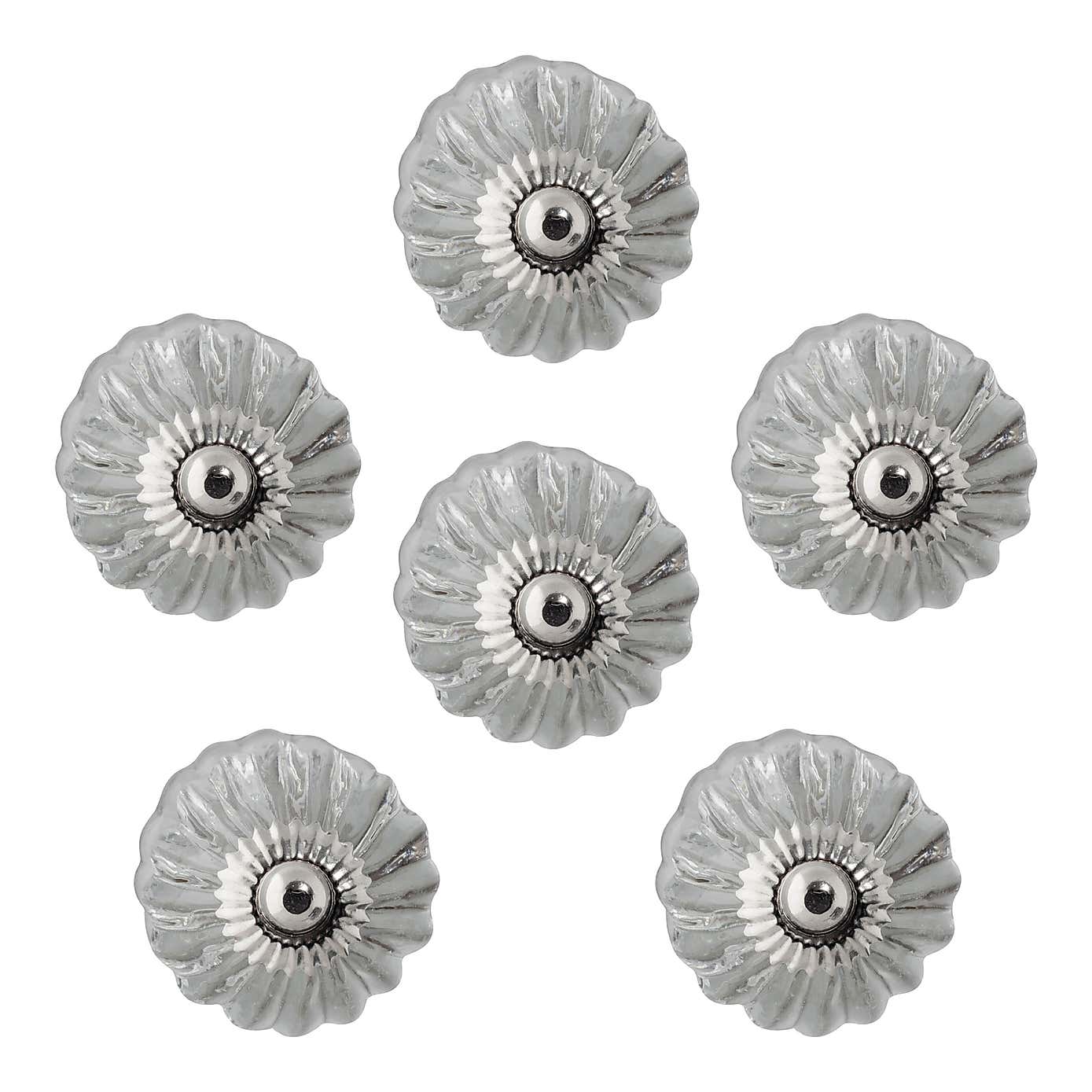 Set of 6 Nicola Spring Button Glass Cabinet Knobs
