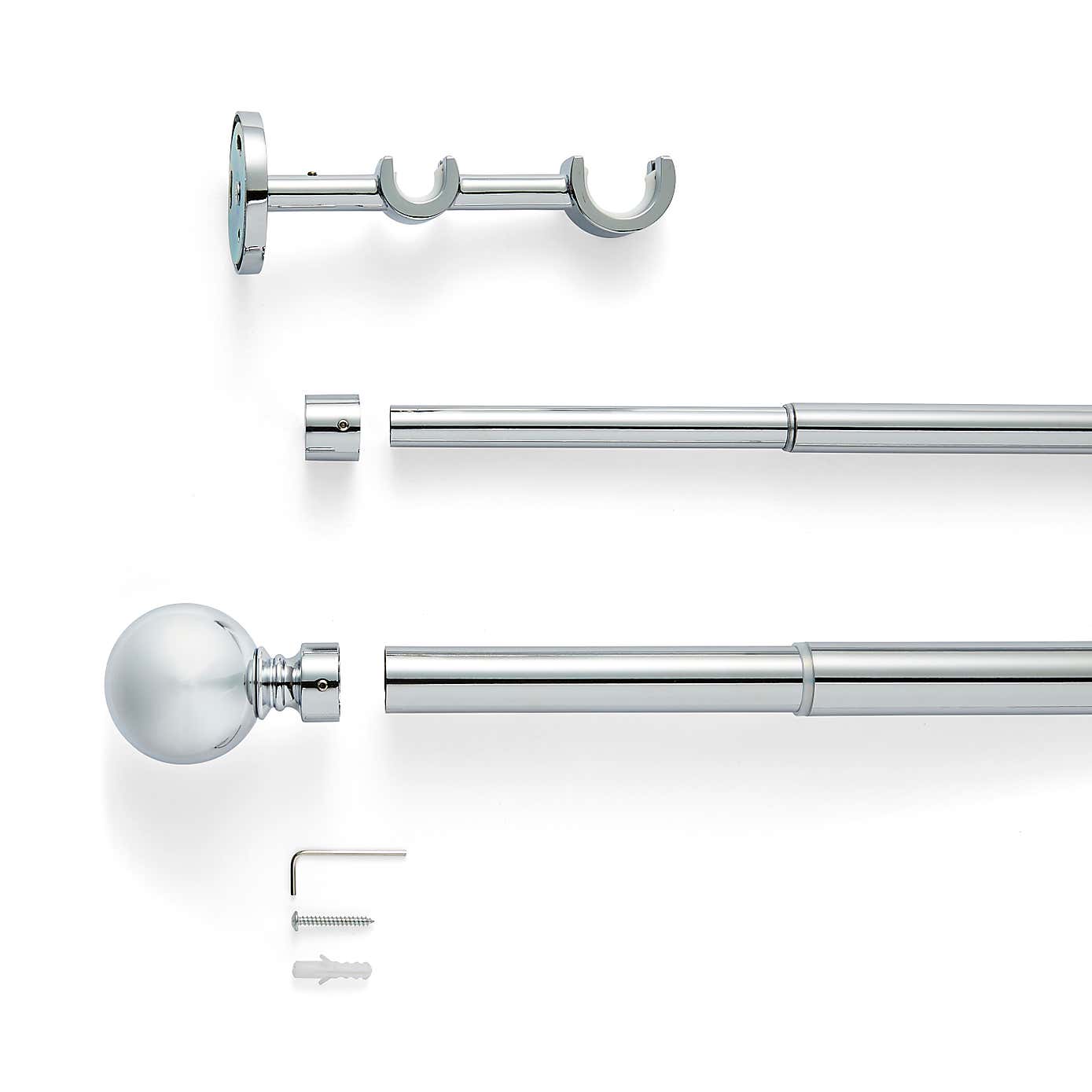 Ashton Double Layer Extendable Metal Curtain Pole