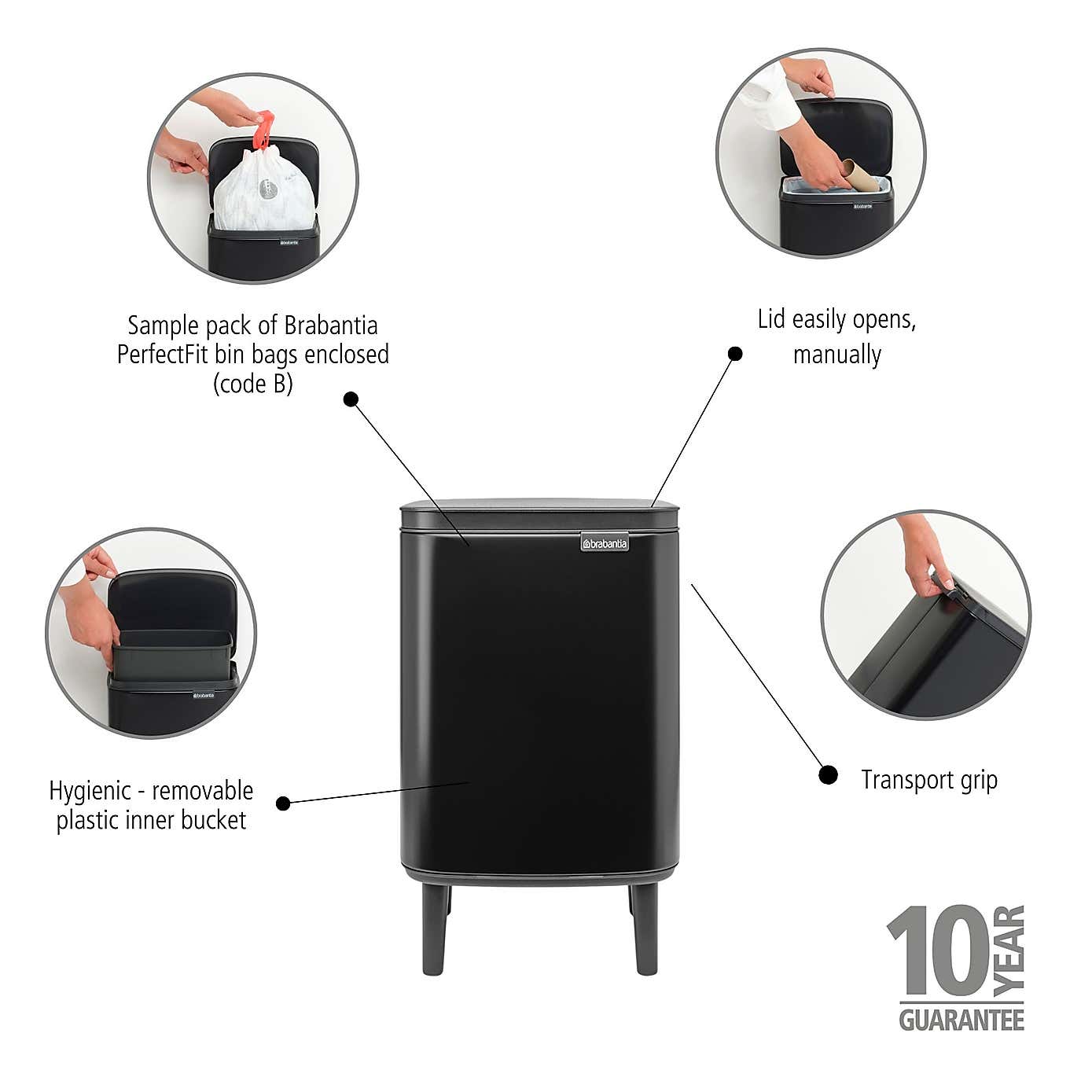Brabantia Bo 7L Waste Bin Hi