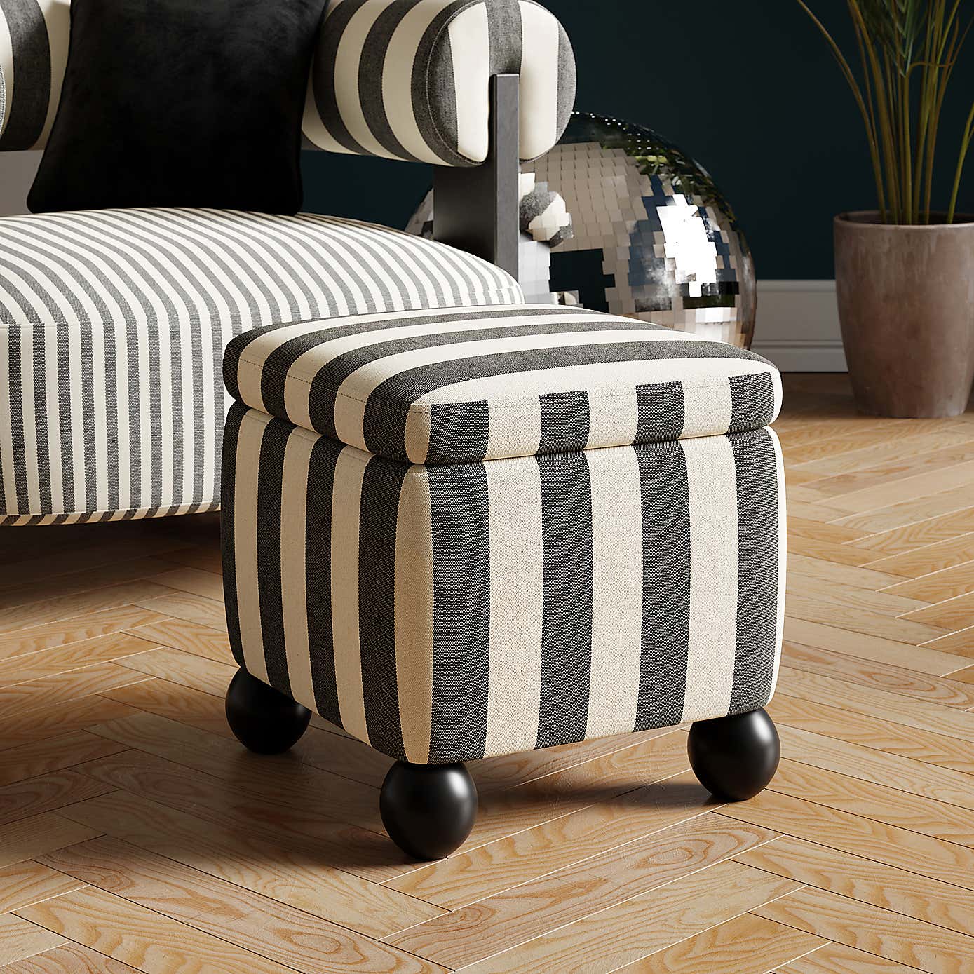 Nylah Linford Stripe Storage Footstool