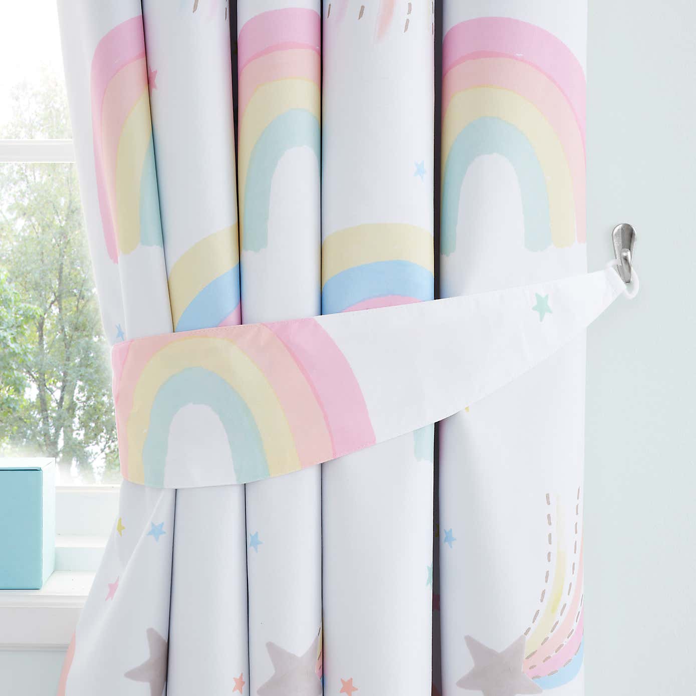 Watercolour Rainbow Blackout Eyelet Curtains